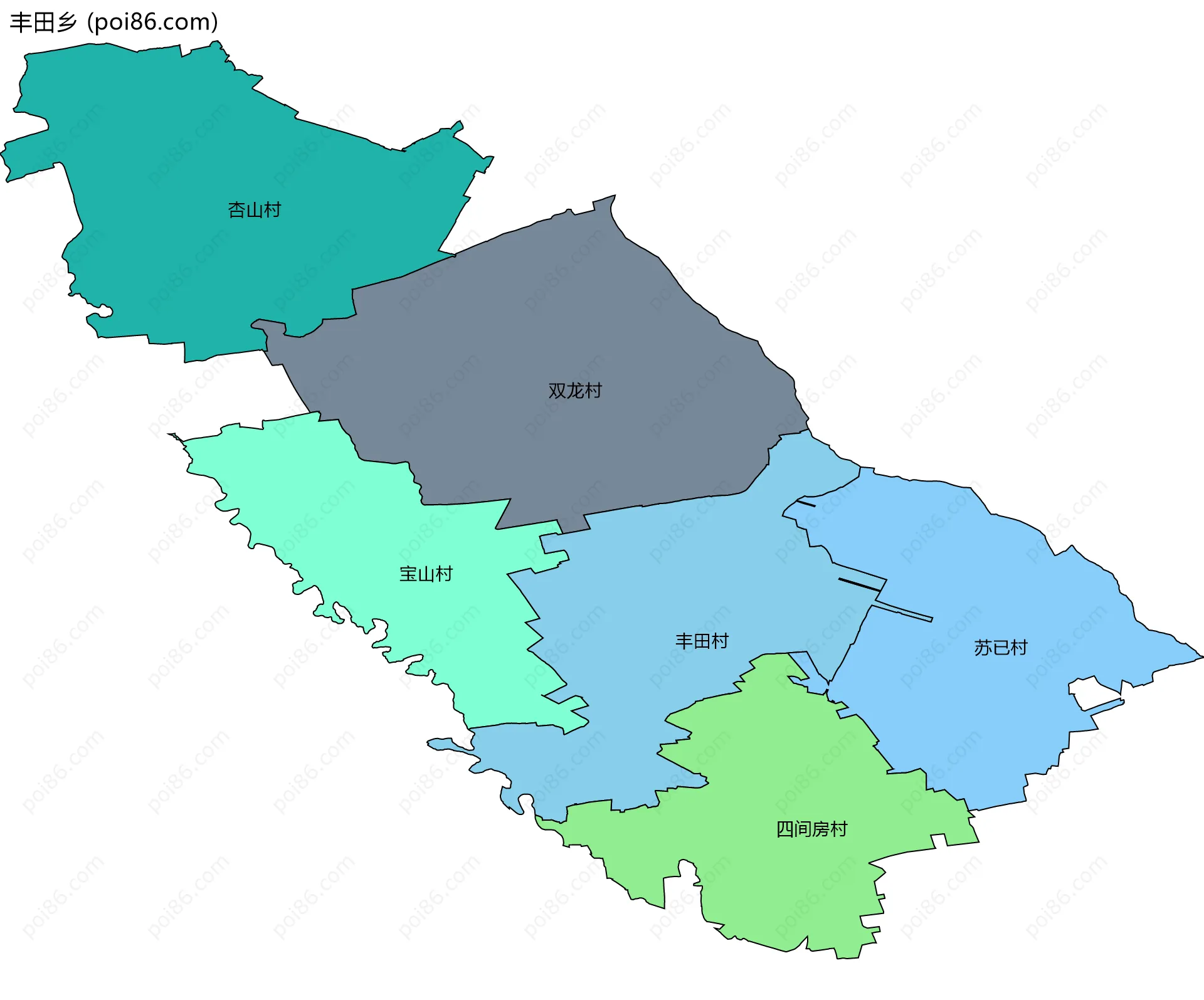 丰田乡边界地图(五级行政区划)