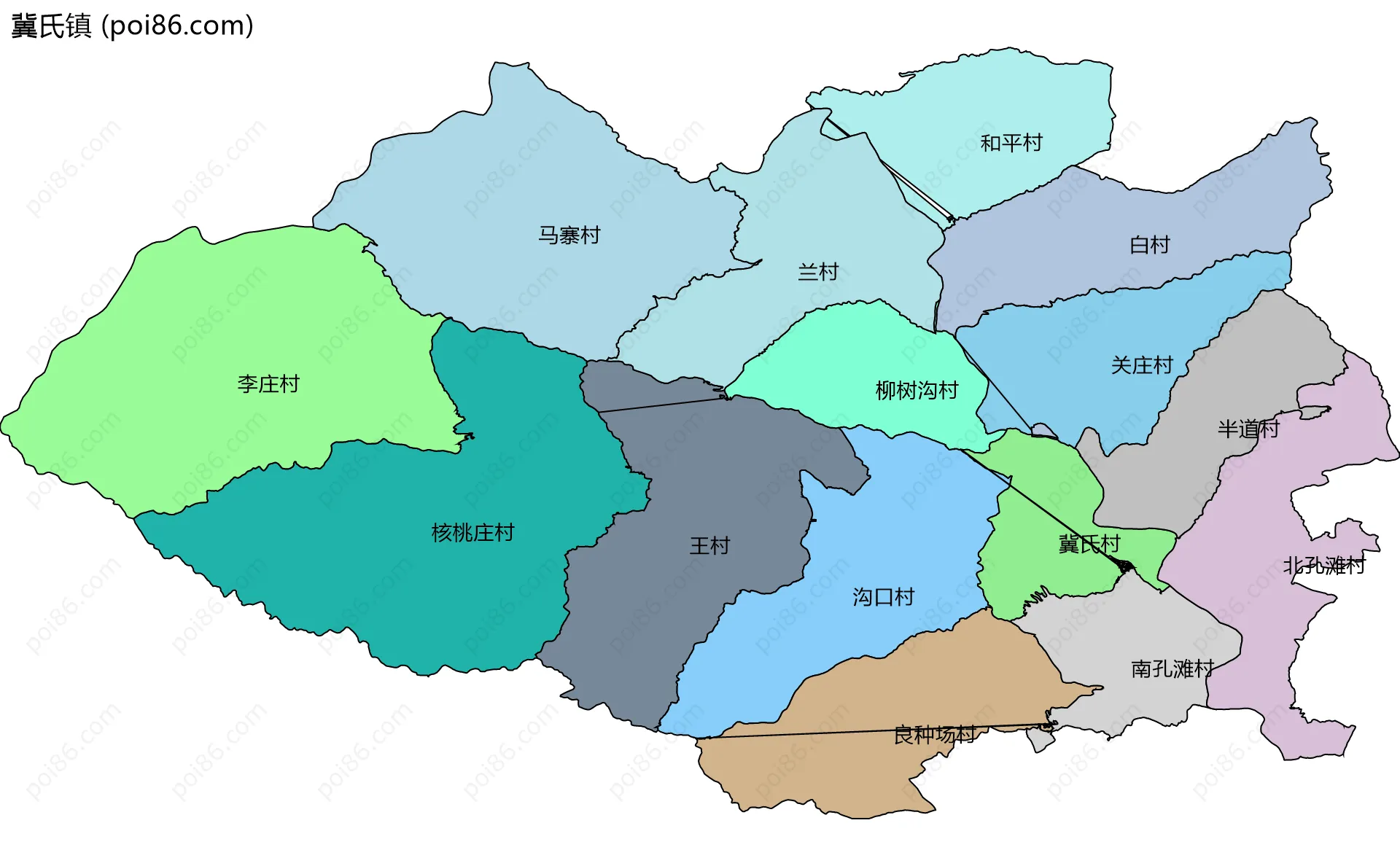 冀氏镇边界地图(五级行政区划)