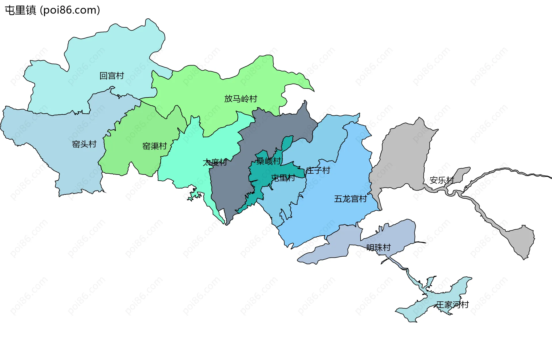 屯里镇边界地图(五级行政区划)