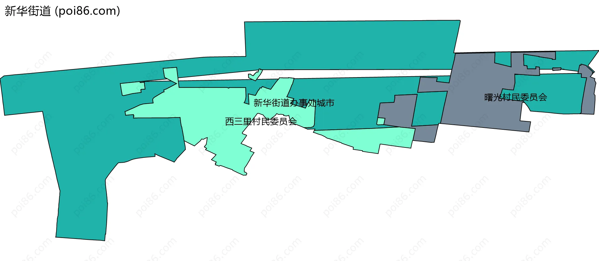 新华街道边界地图(五级行政区划)