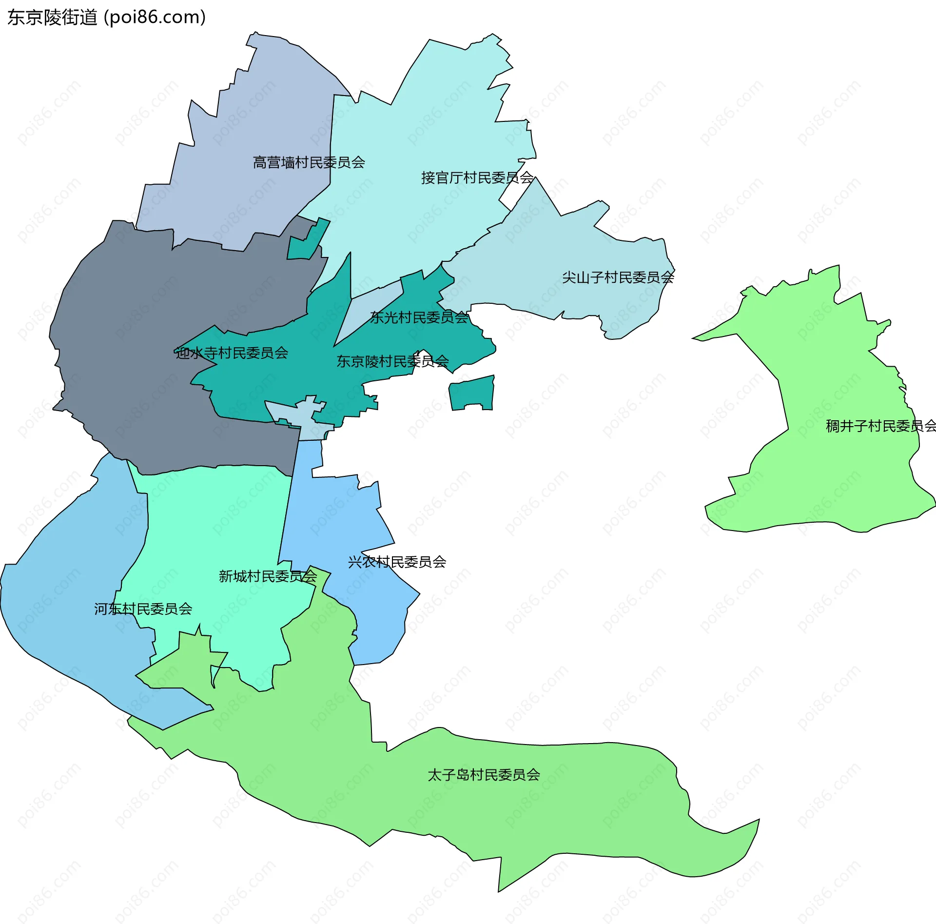 东京陵街道边界地图(五级行政区划)