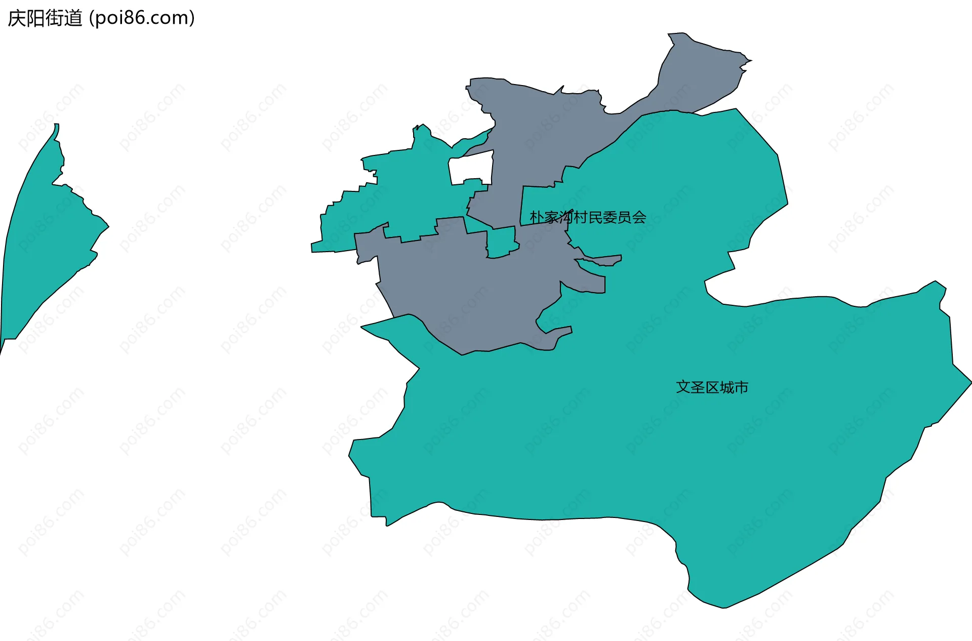 庆阳街道边界地图(五级行政区划)