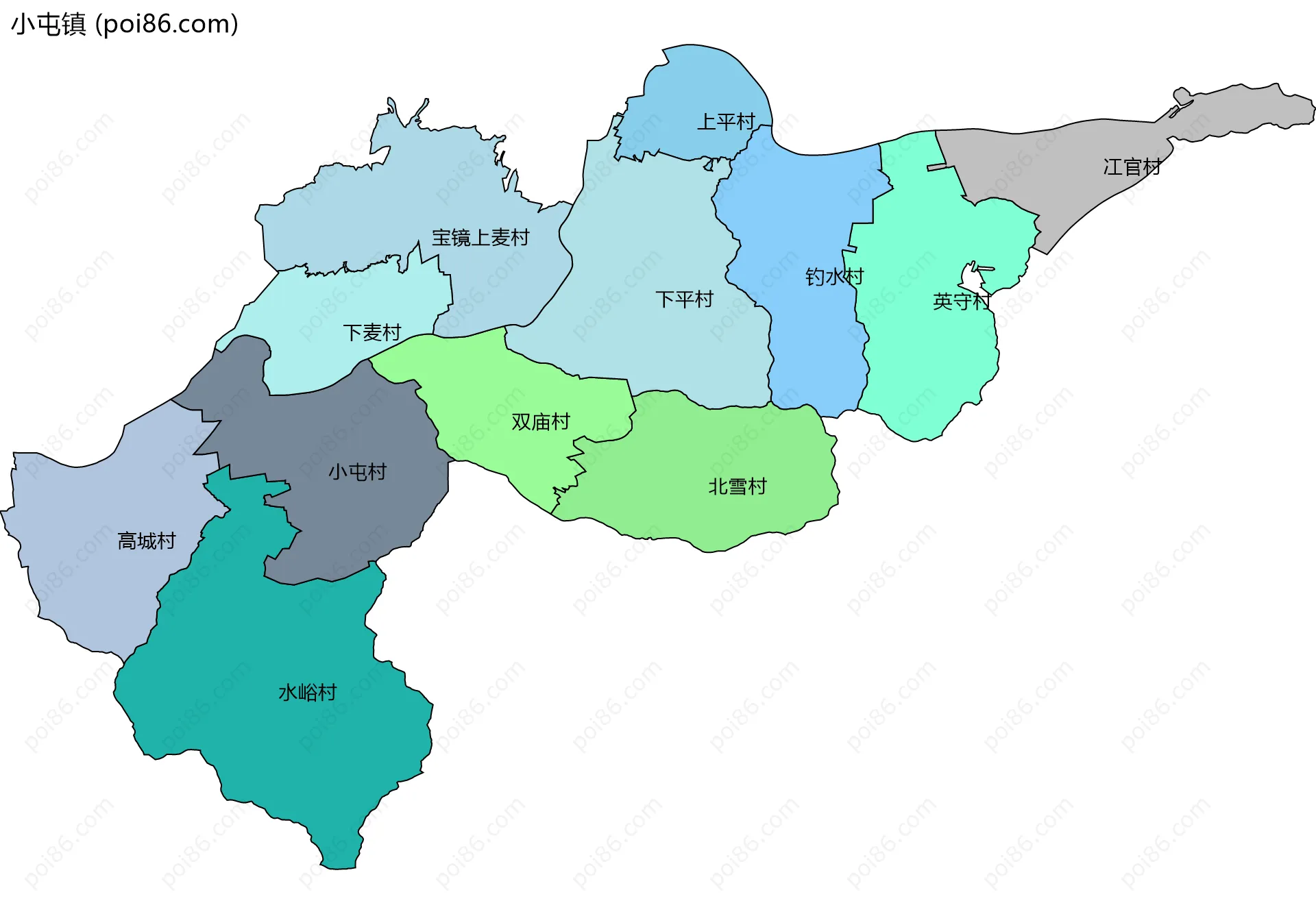 小屯镇边界地图(五级行政区划)