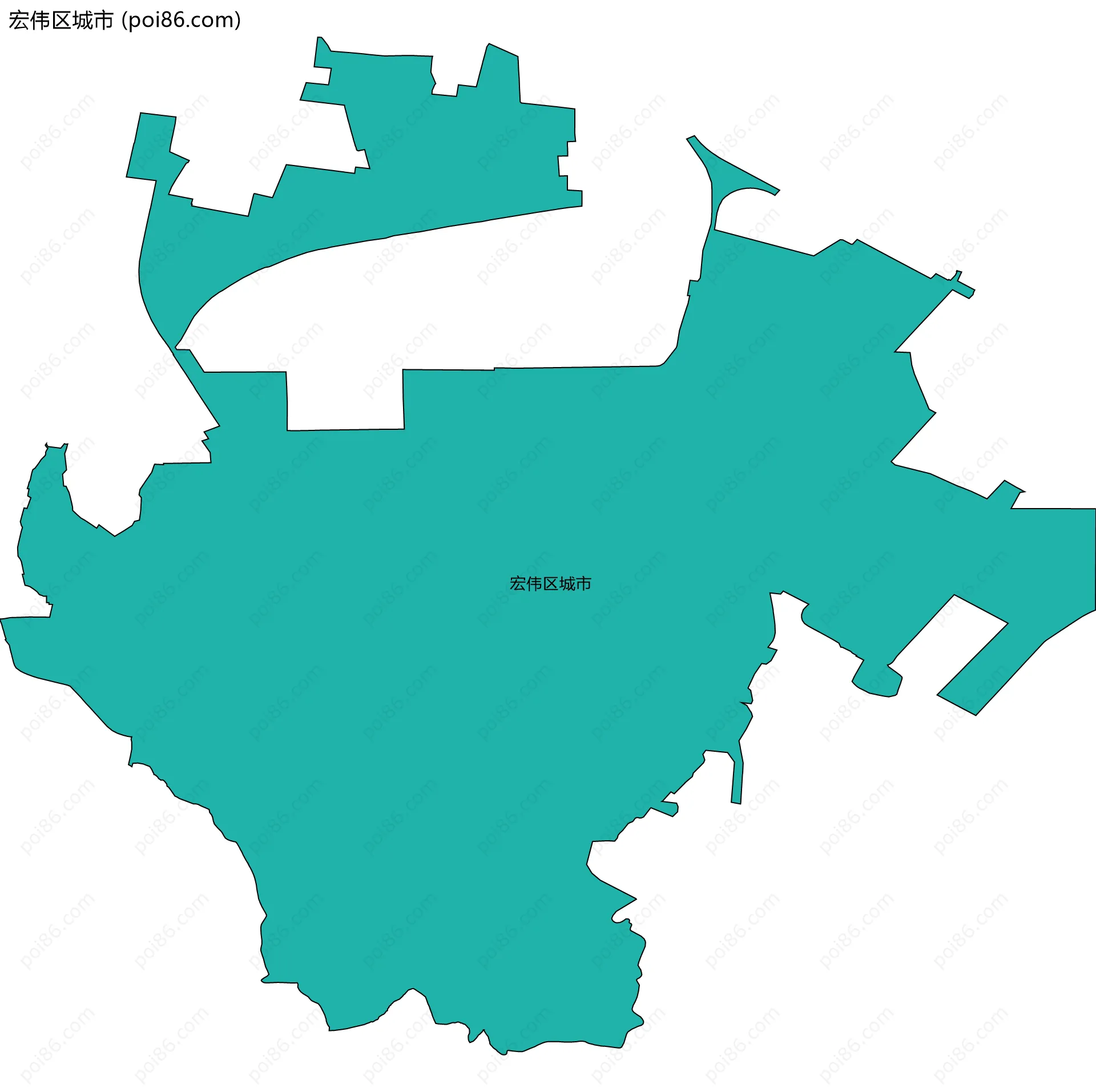 宏伟区城市边界地图