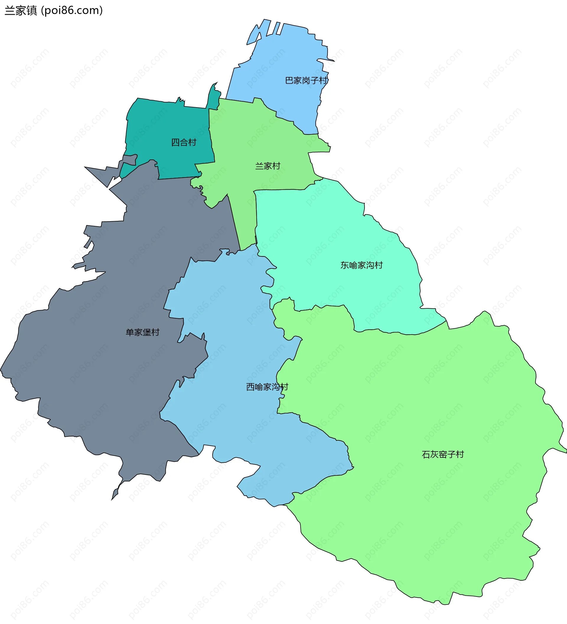 兰家镇边界地图(五级行政区划)