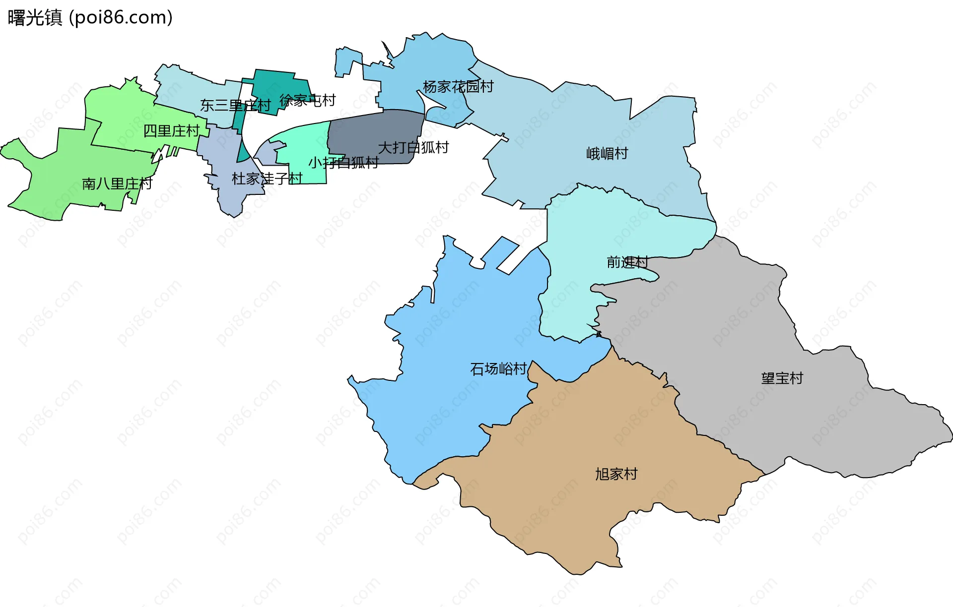 曙光镇边界地图(五级行政区划)