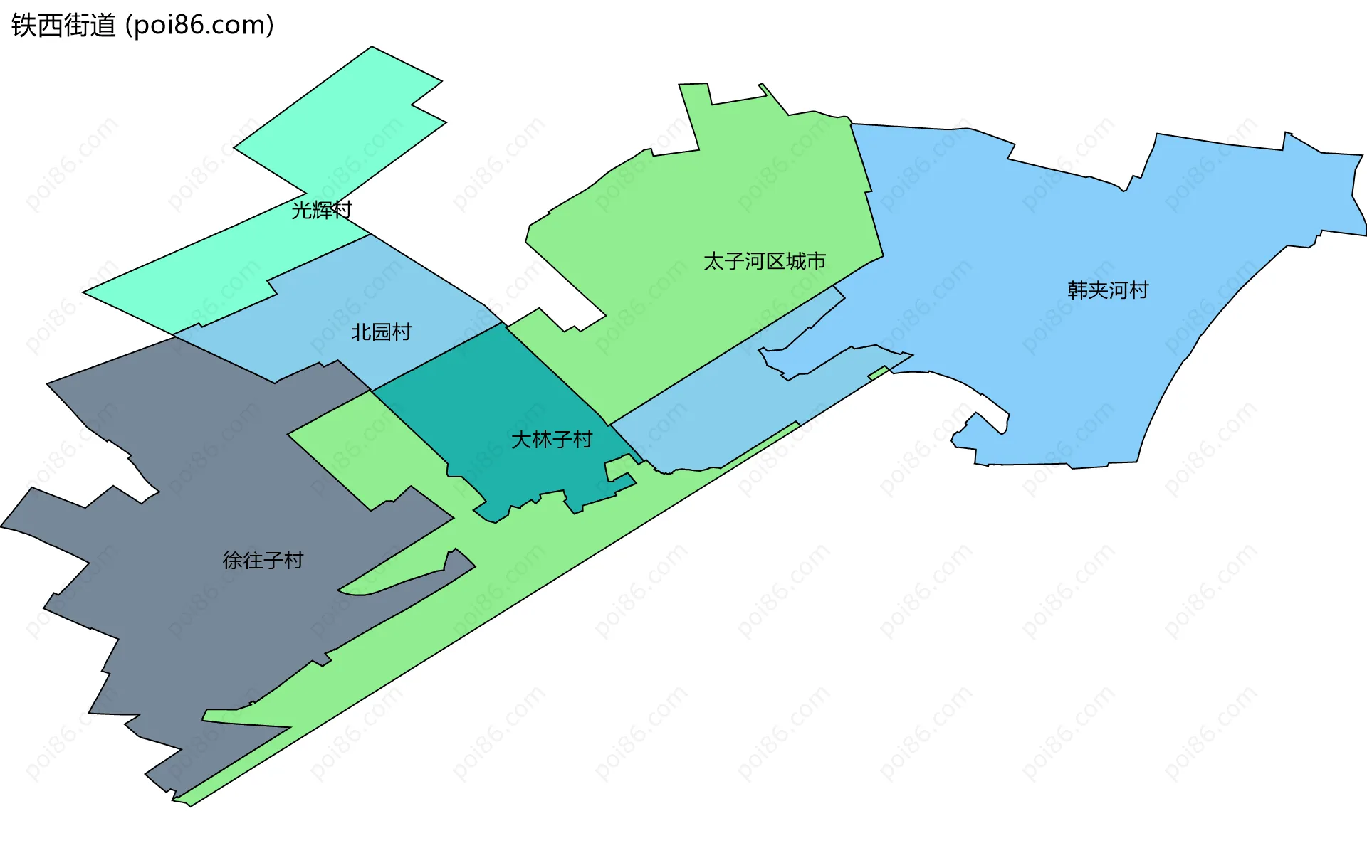 铁西街道边界地图(五级行政区划)