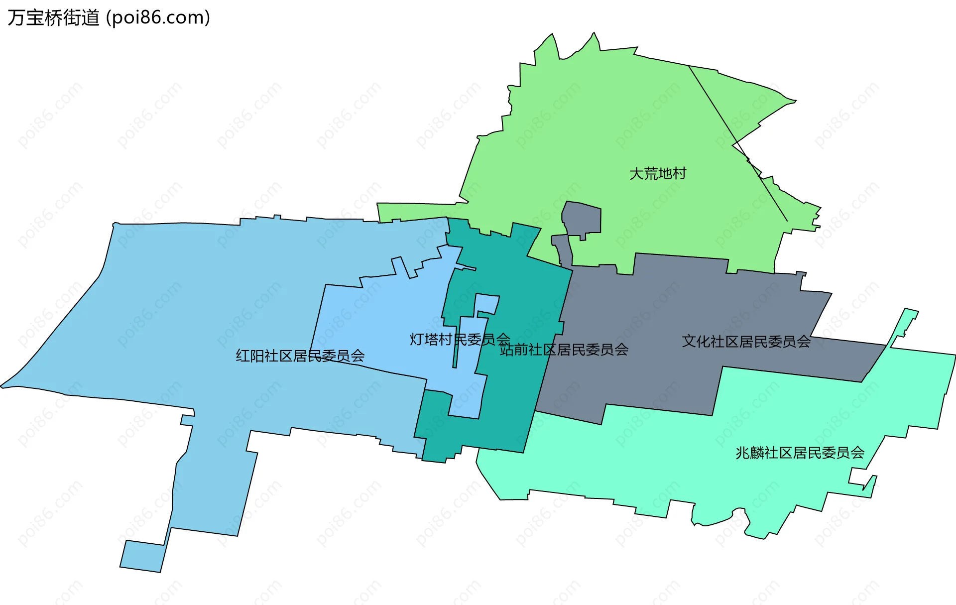 万宝桥街道边界地图(五级行政区划)