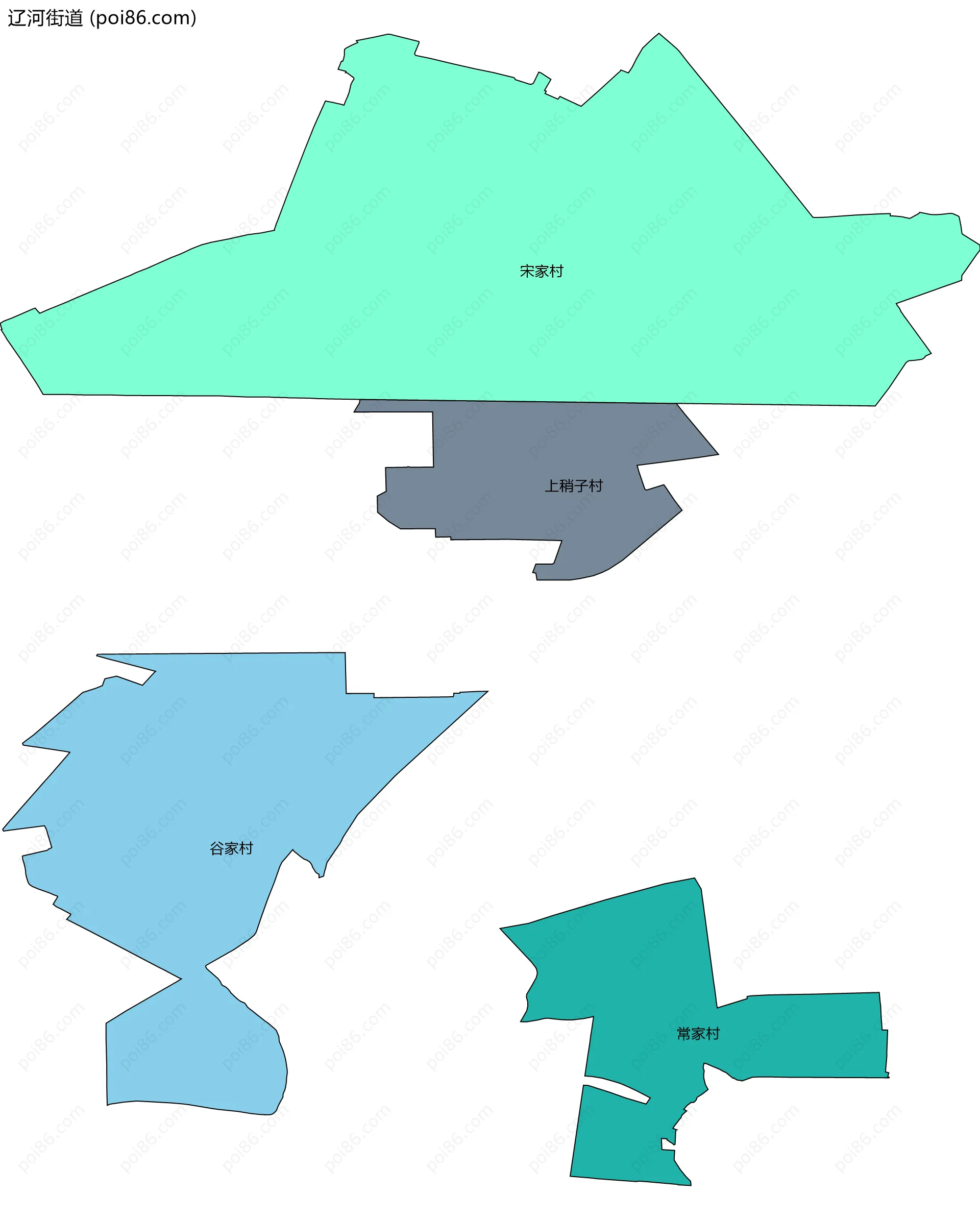 辽河街道边界地图(五级行政区划)