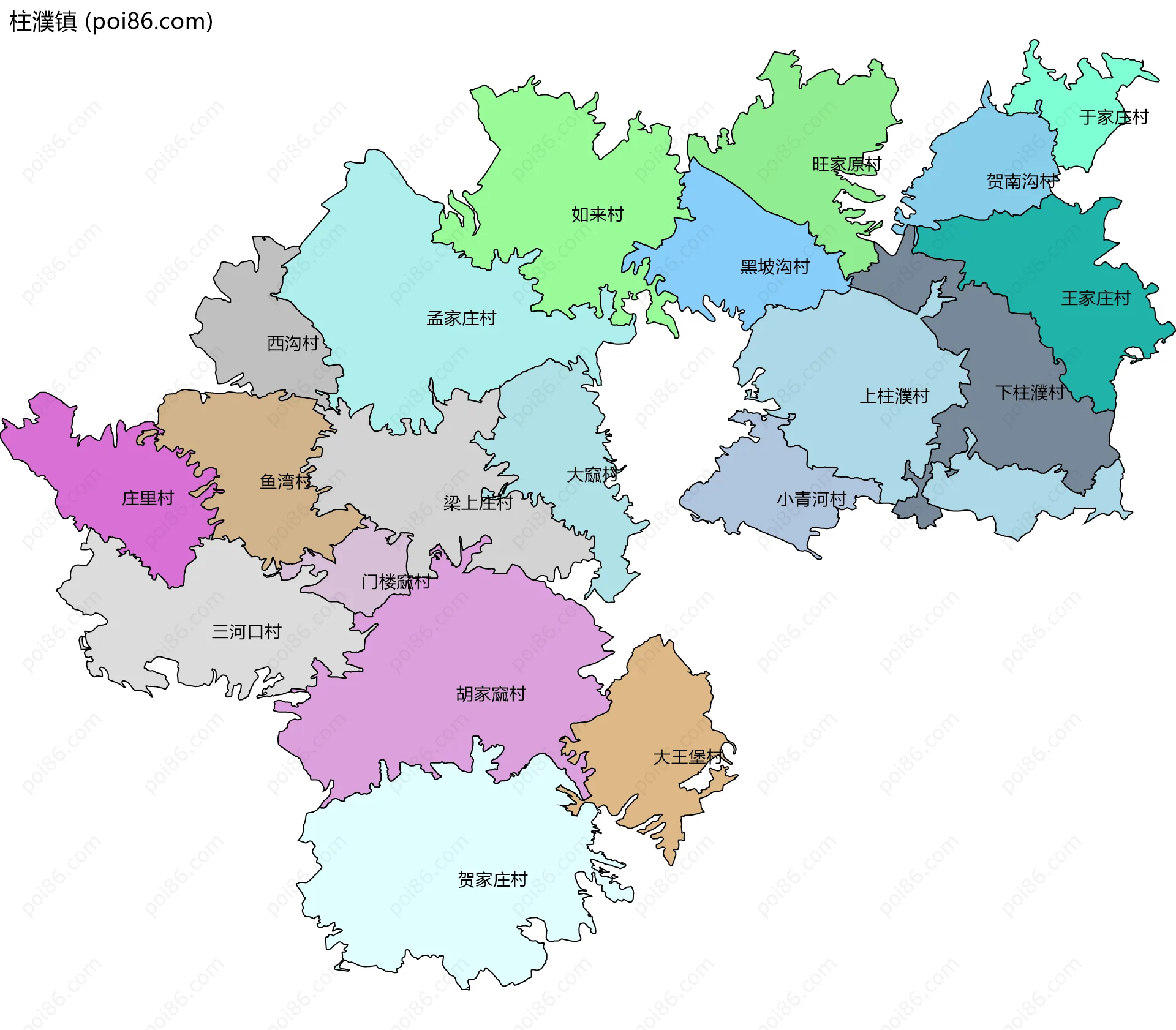 柱濮镇边界地图(五级行政区划)