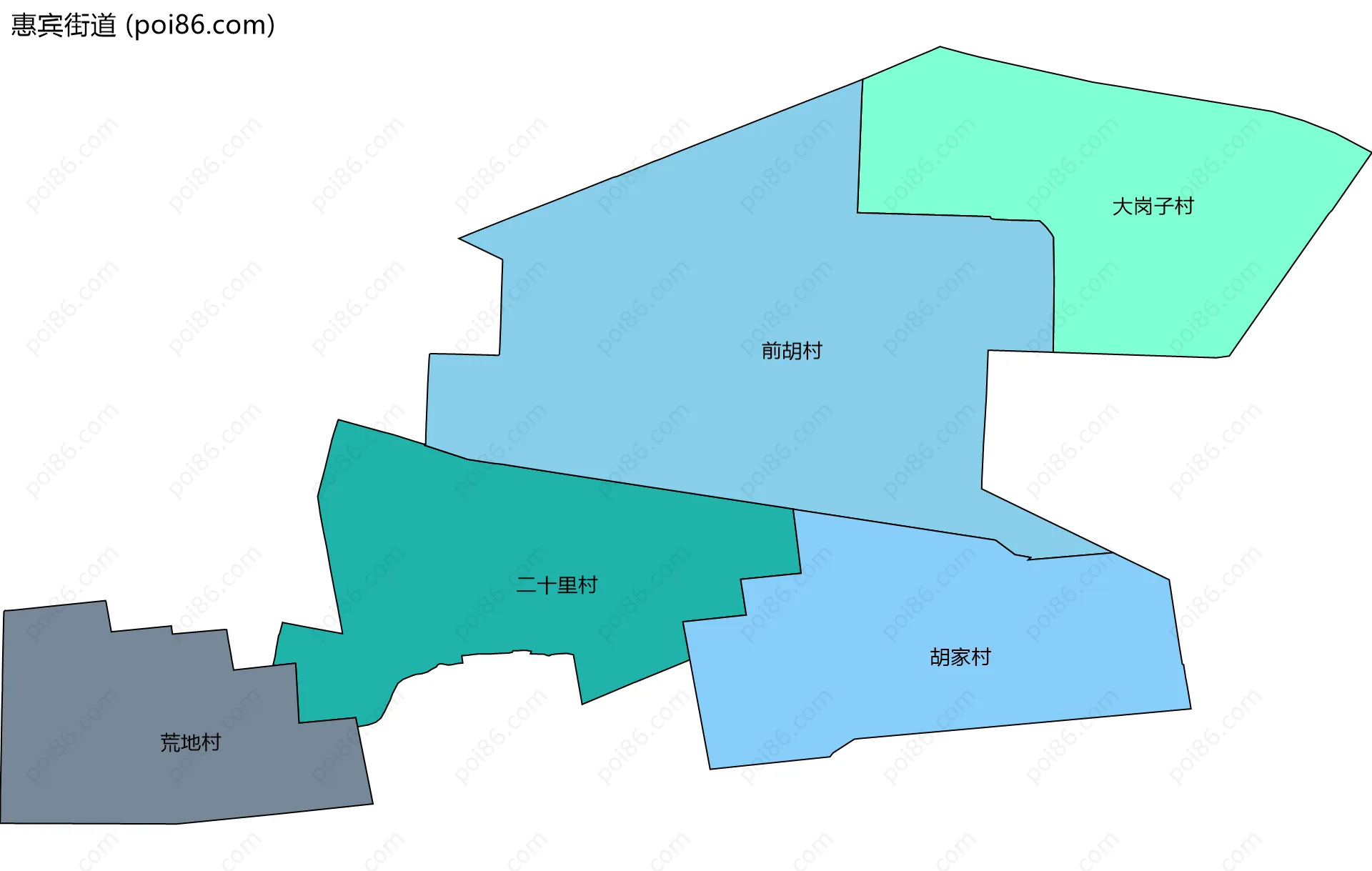 惠宾街道边界地图(五级行政区划)
