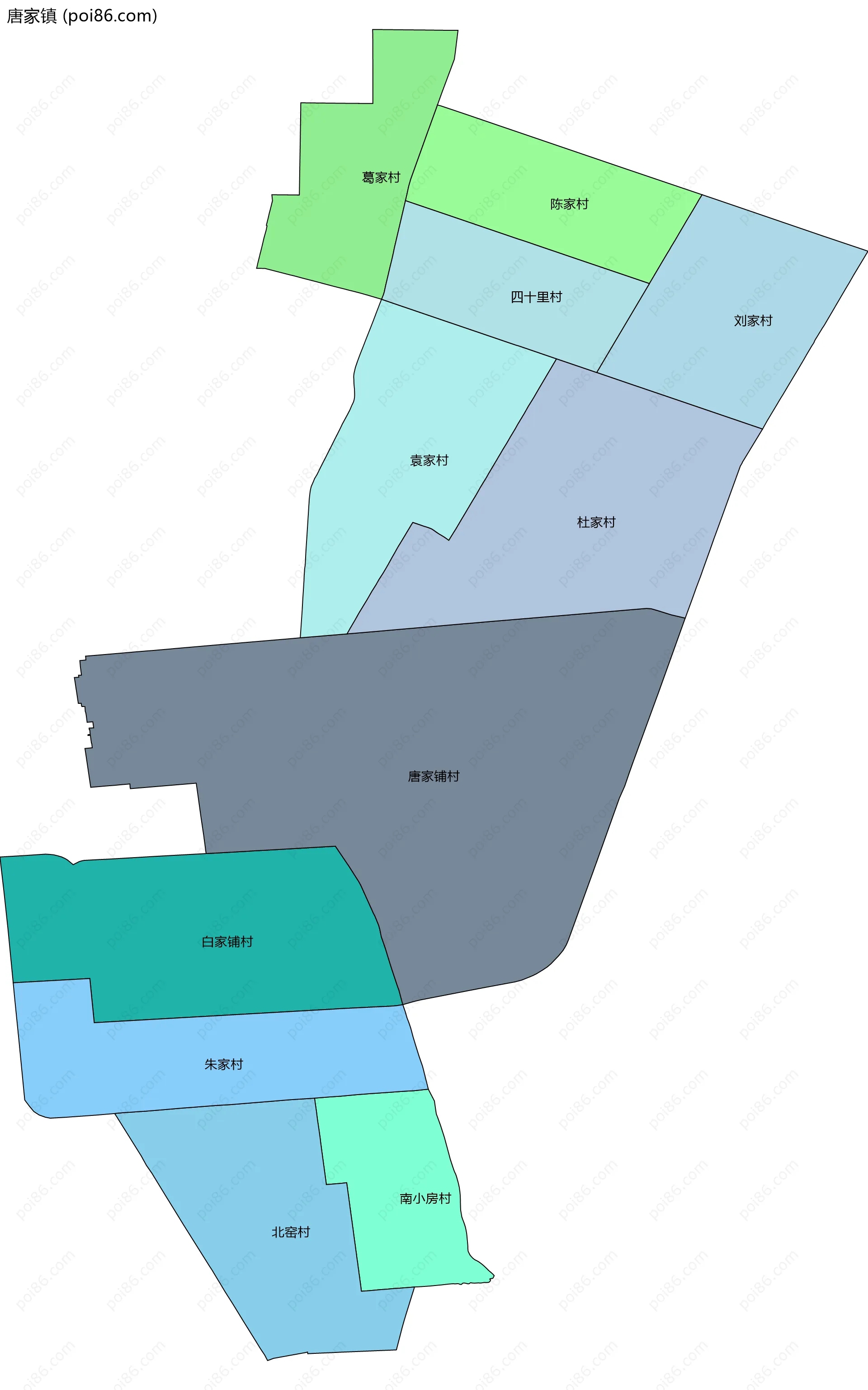 唐家镇边界地图(五级行政区划)
