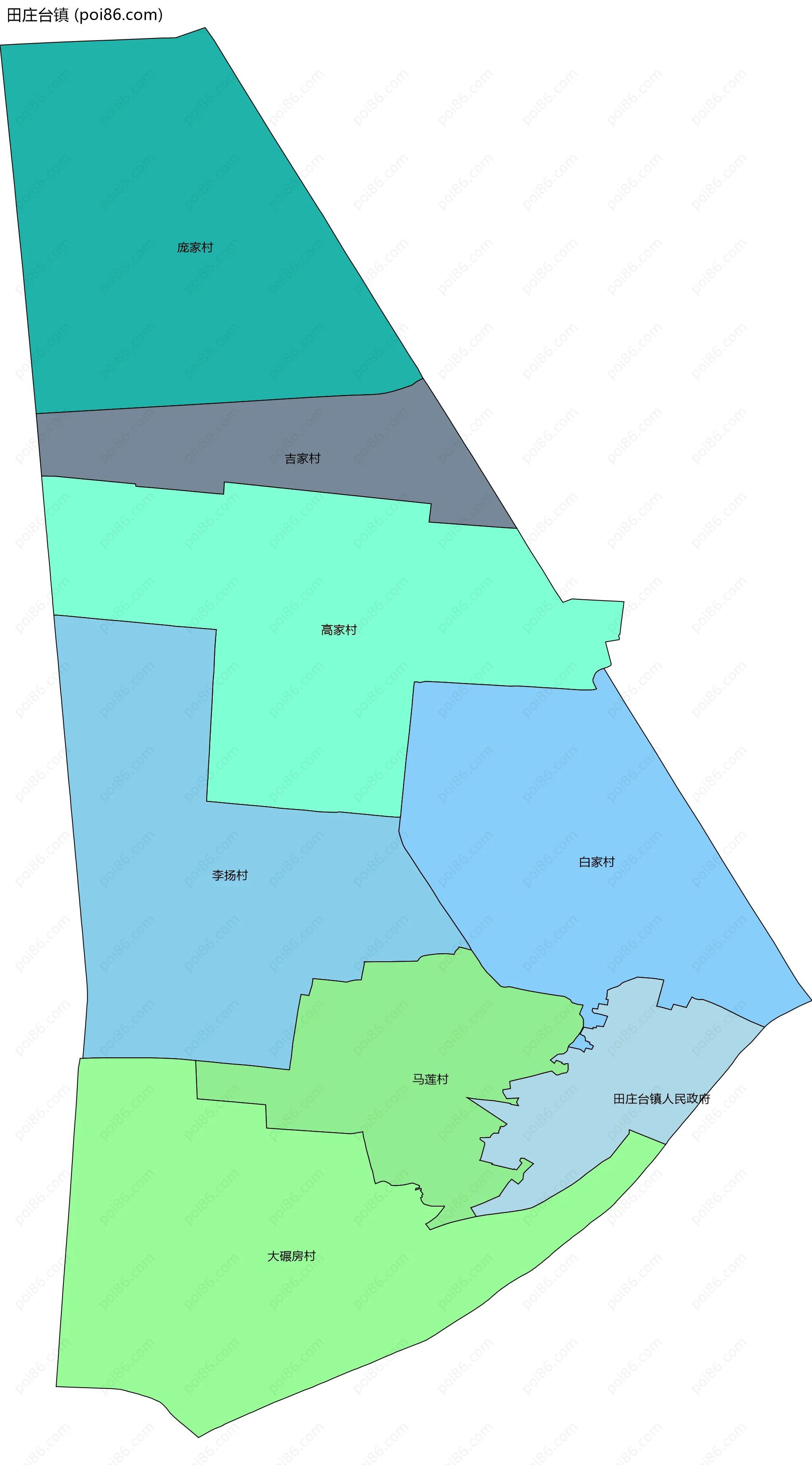 田庄台镇边界地图(五级行政区划)
