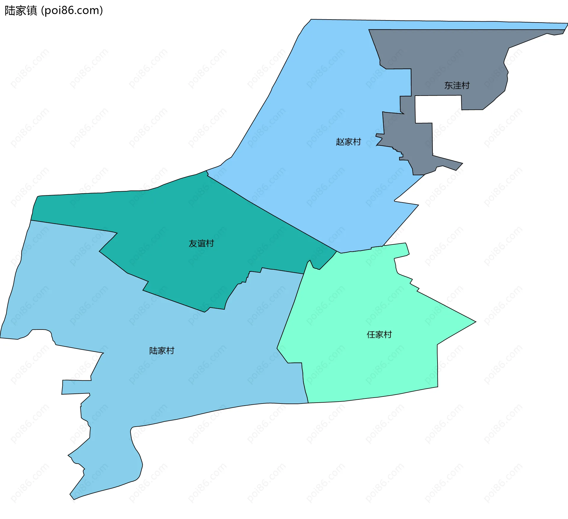 陆家镇边界地图(五级行政区划)