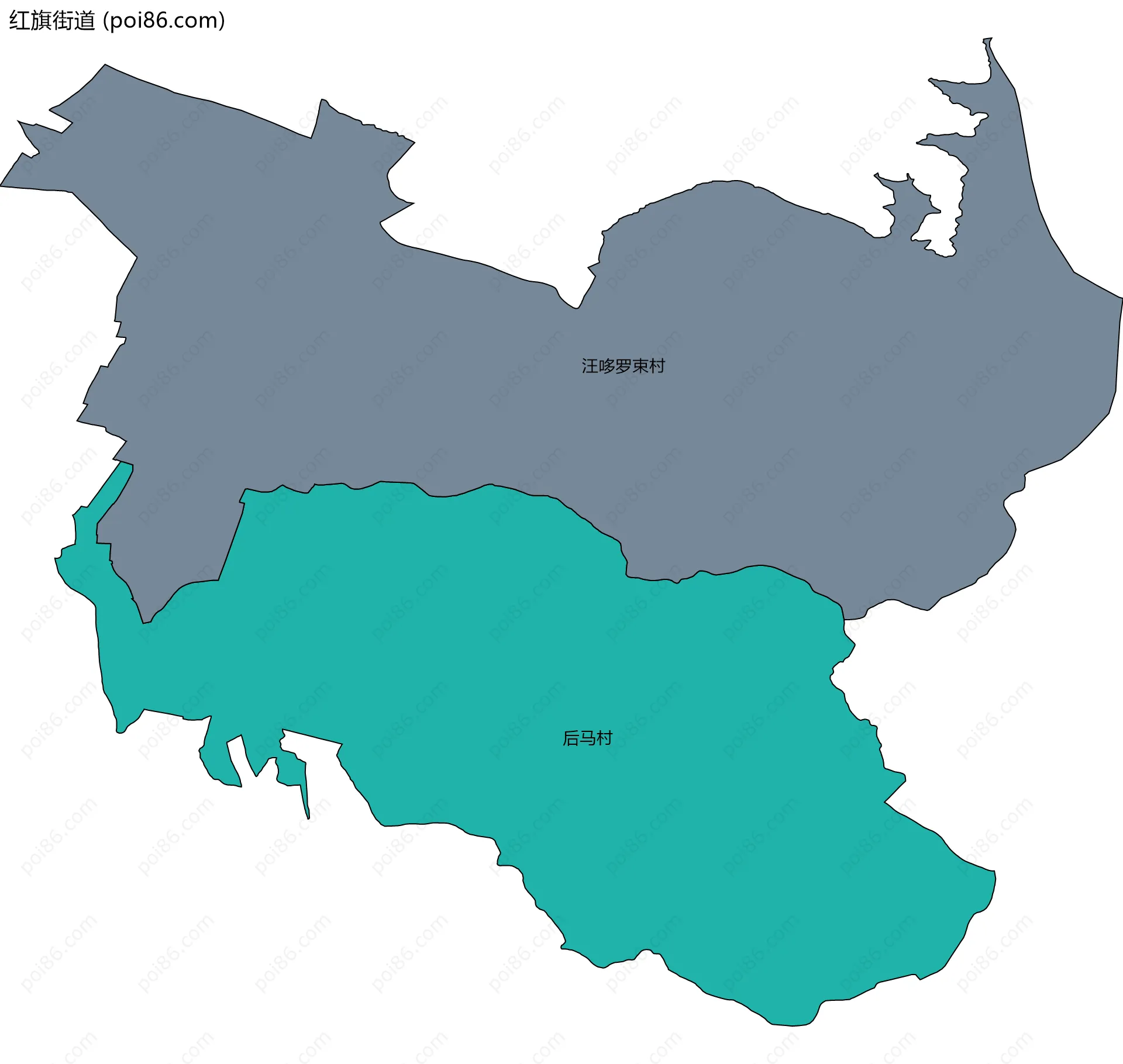 红旗街道边界地图(五级行政区划)