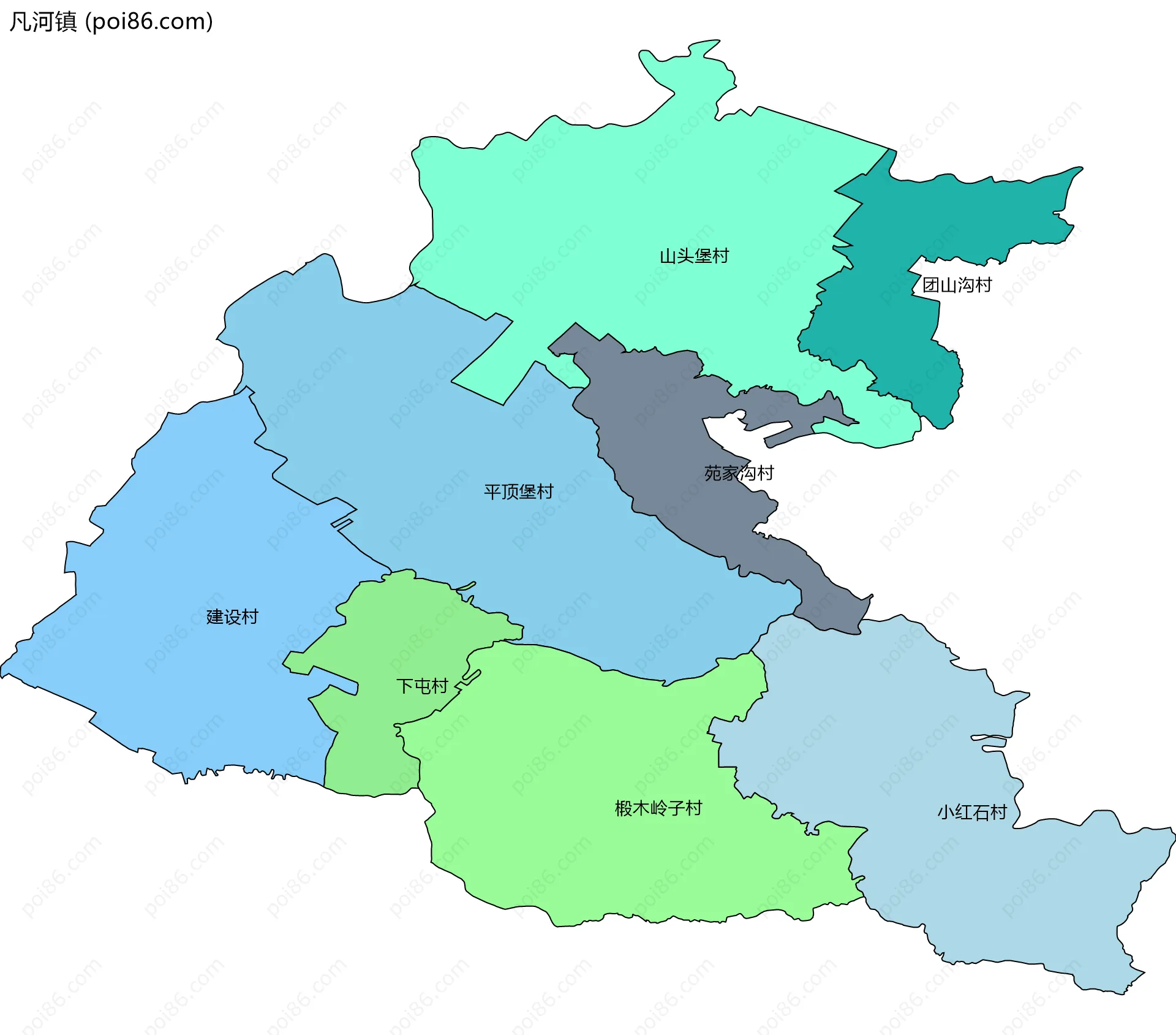 凡河镇边界地图(五级行政区划)