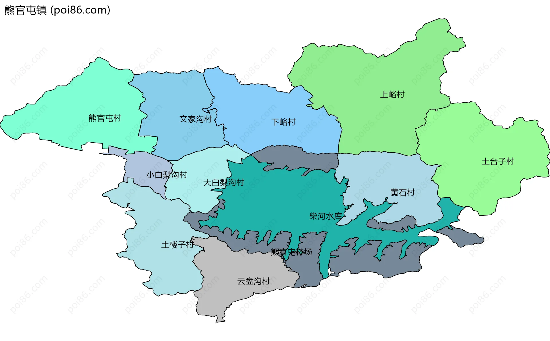 熊官屯镇边界地图(五级行政区划)