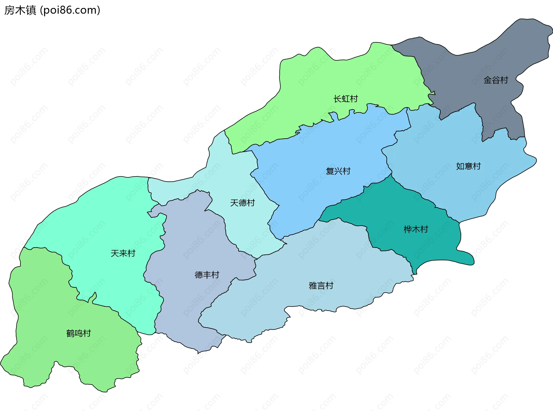 房木镇边界地图(五级行政区划)