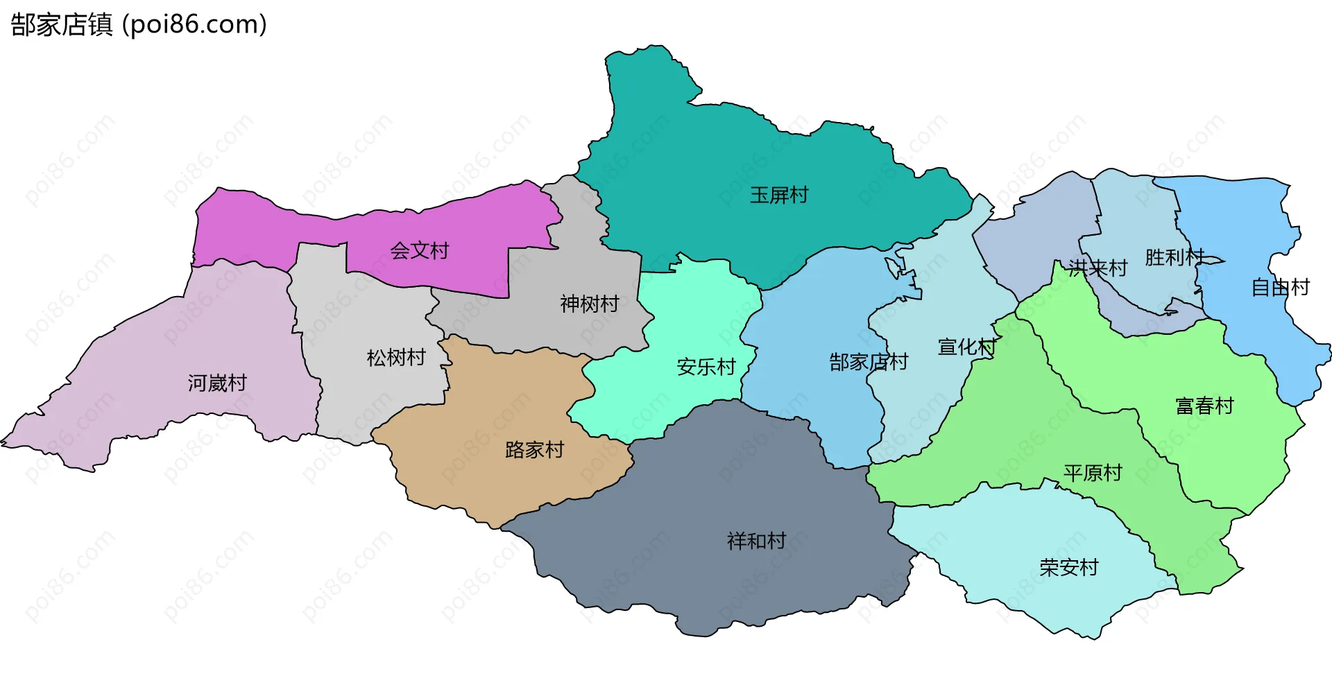 郜家店镇边界地图(五级行政区划)