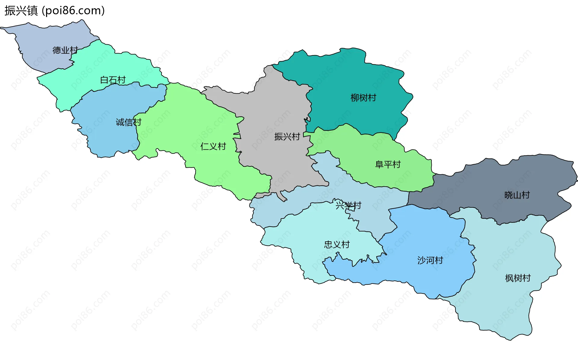 振兴镇边界地图(五级行政区划)