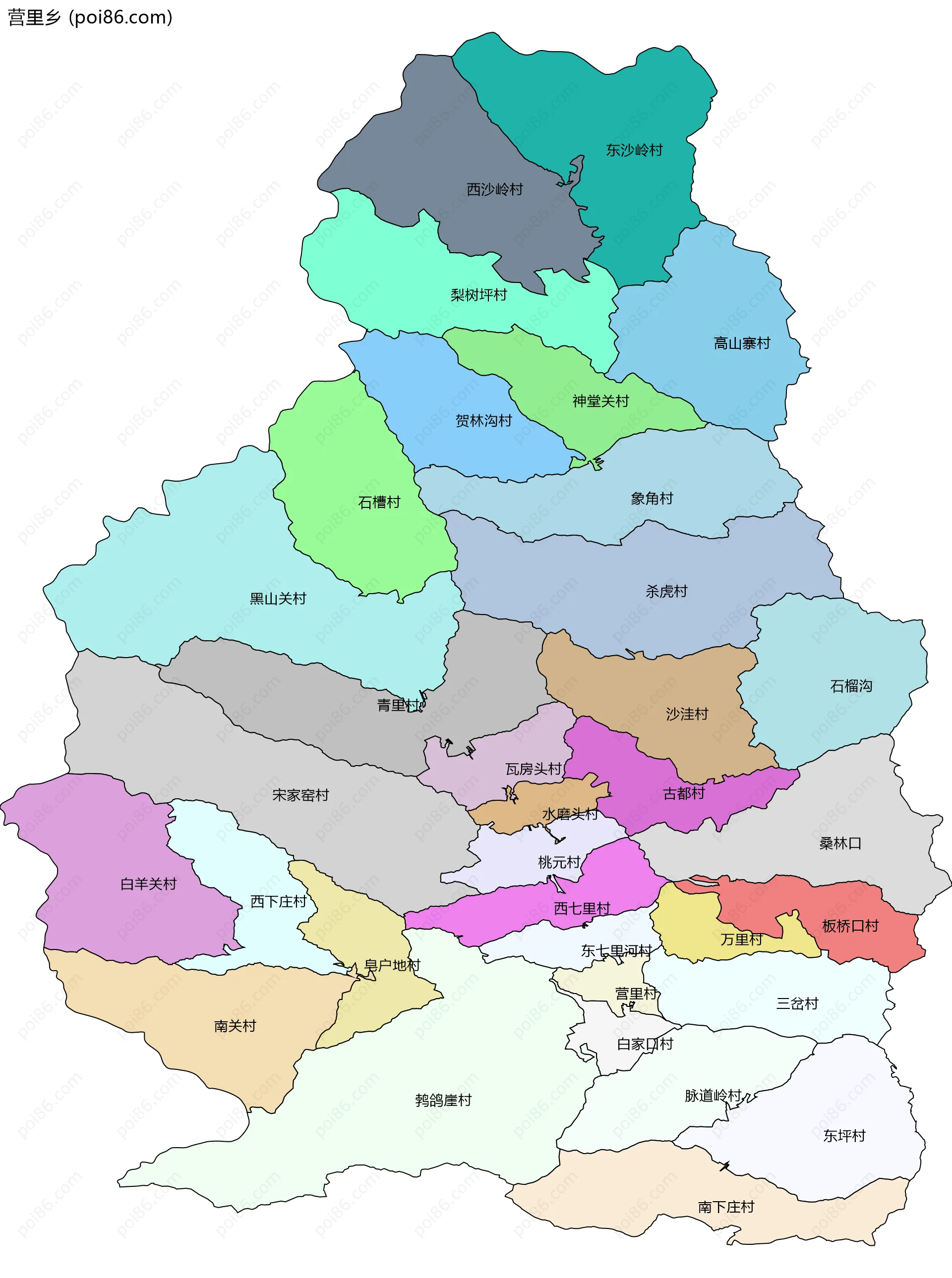 营里乡边界地图(五级行政区划)