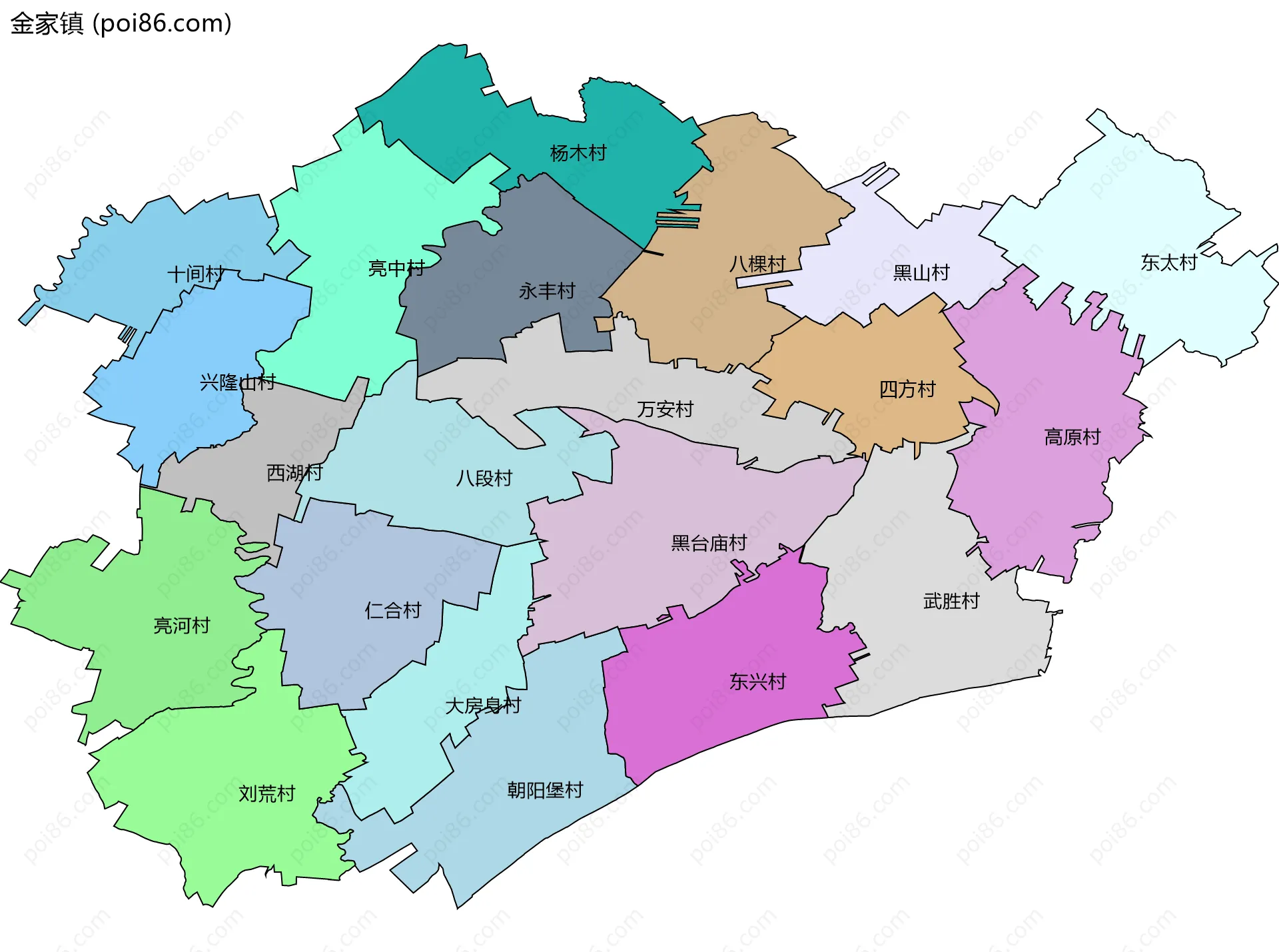 金家镇边界地图(五级行政区划)