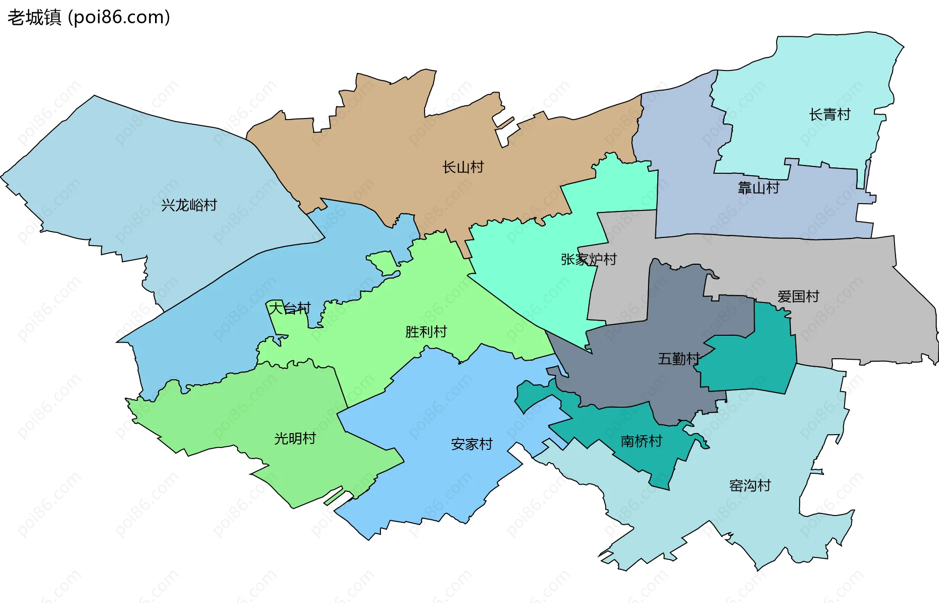 老城镇边界地图(五级行政区划)