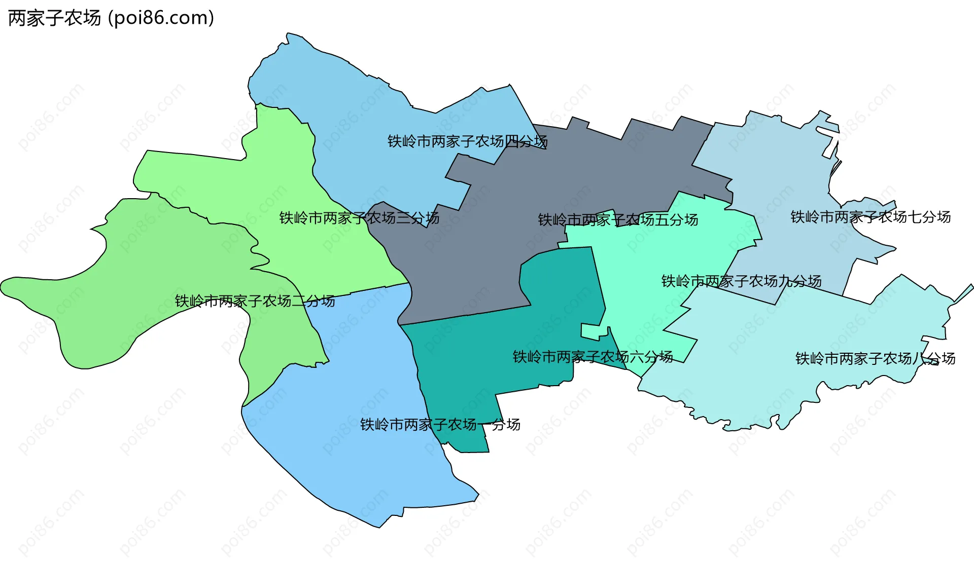两家子农场边界地图(五级行政区划)