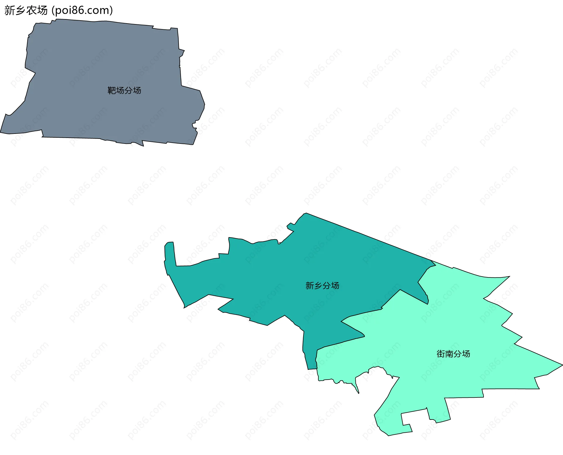 新乡农场边界地图(五级行政区划)