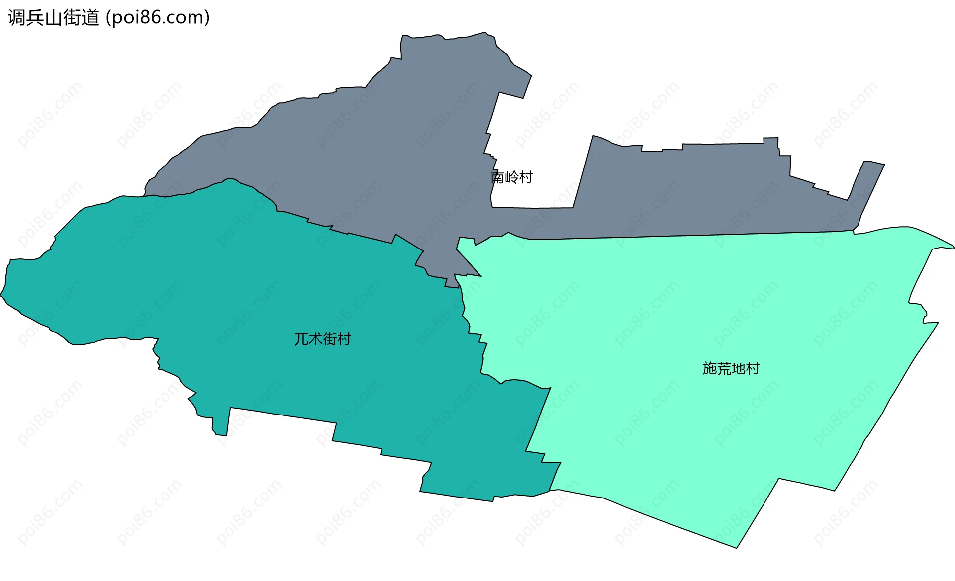调兵山街道边界地图(五级行政区划)