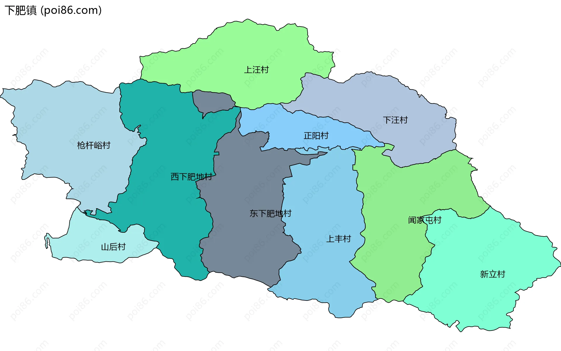下肥镇边界地图(五级行政区划)
