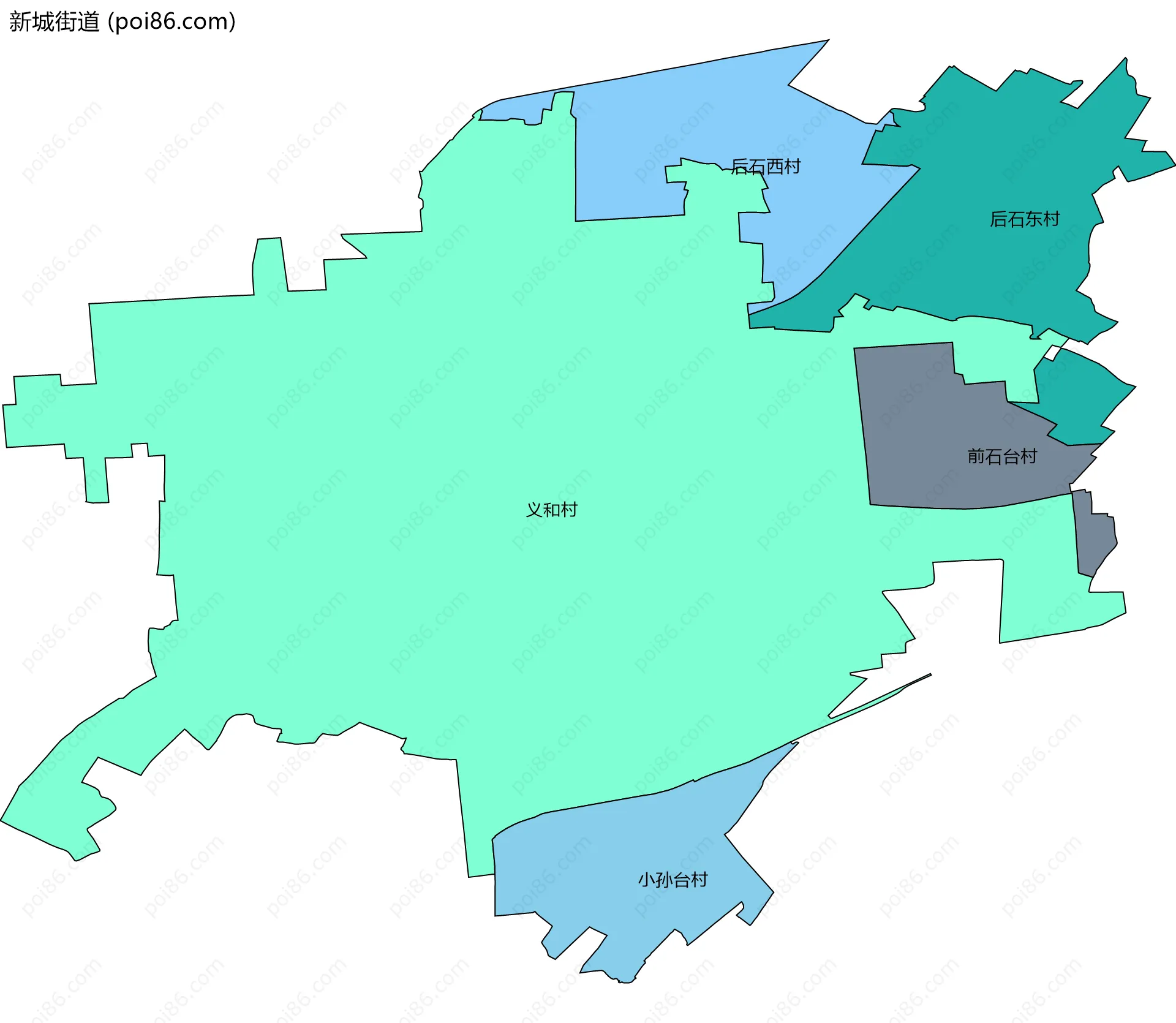 新城街道边界地图(五级行政区划)