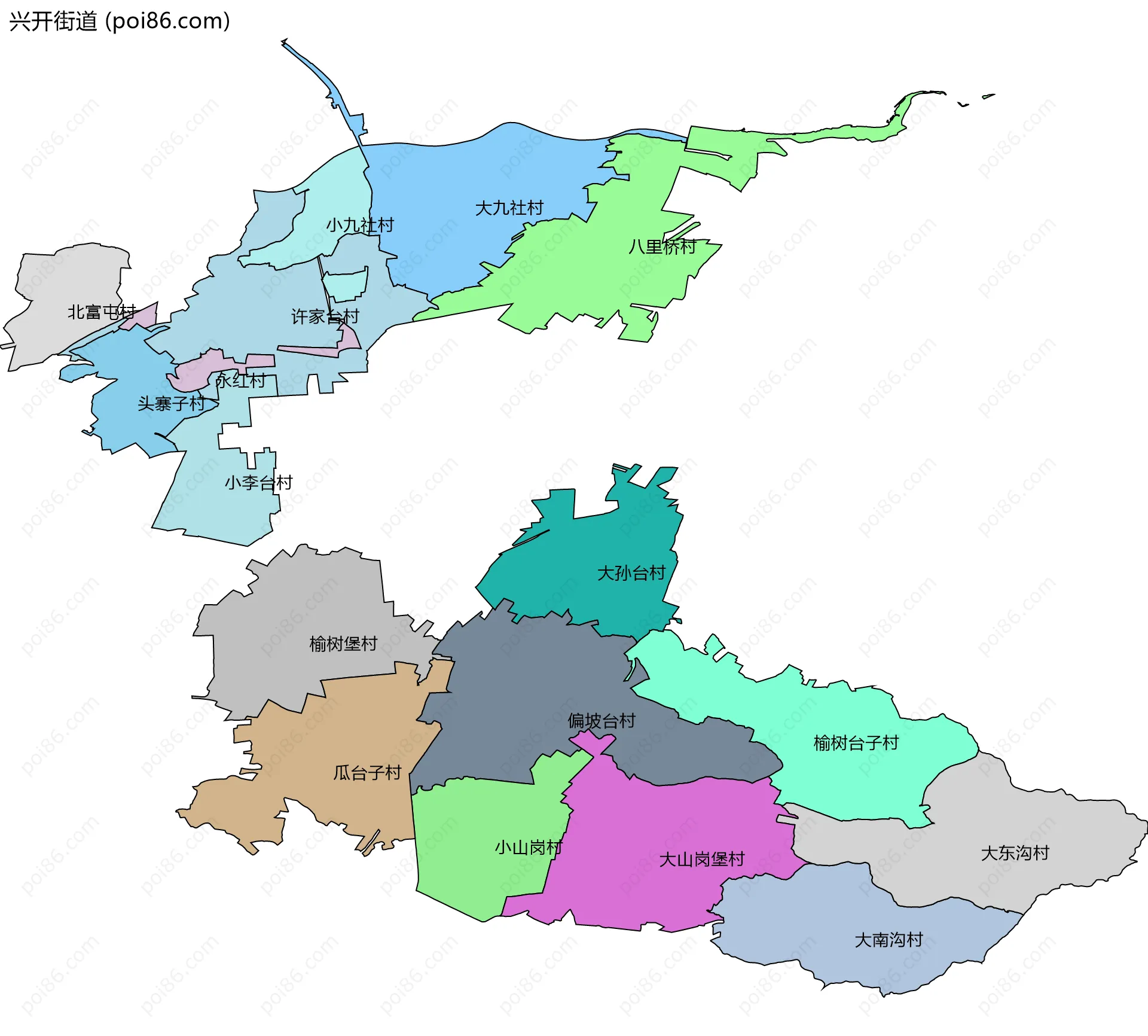 兴开街道边界地图(五级行政区划)