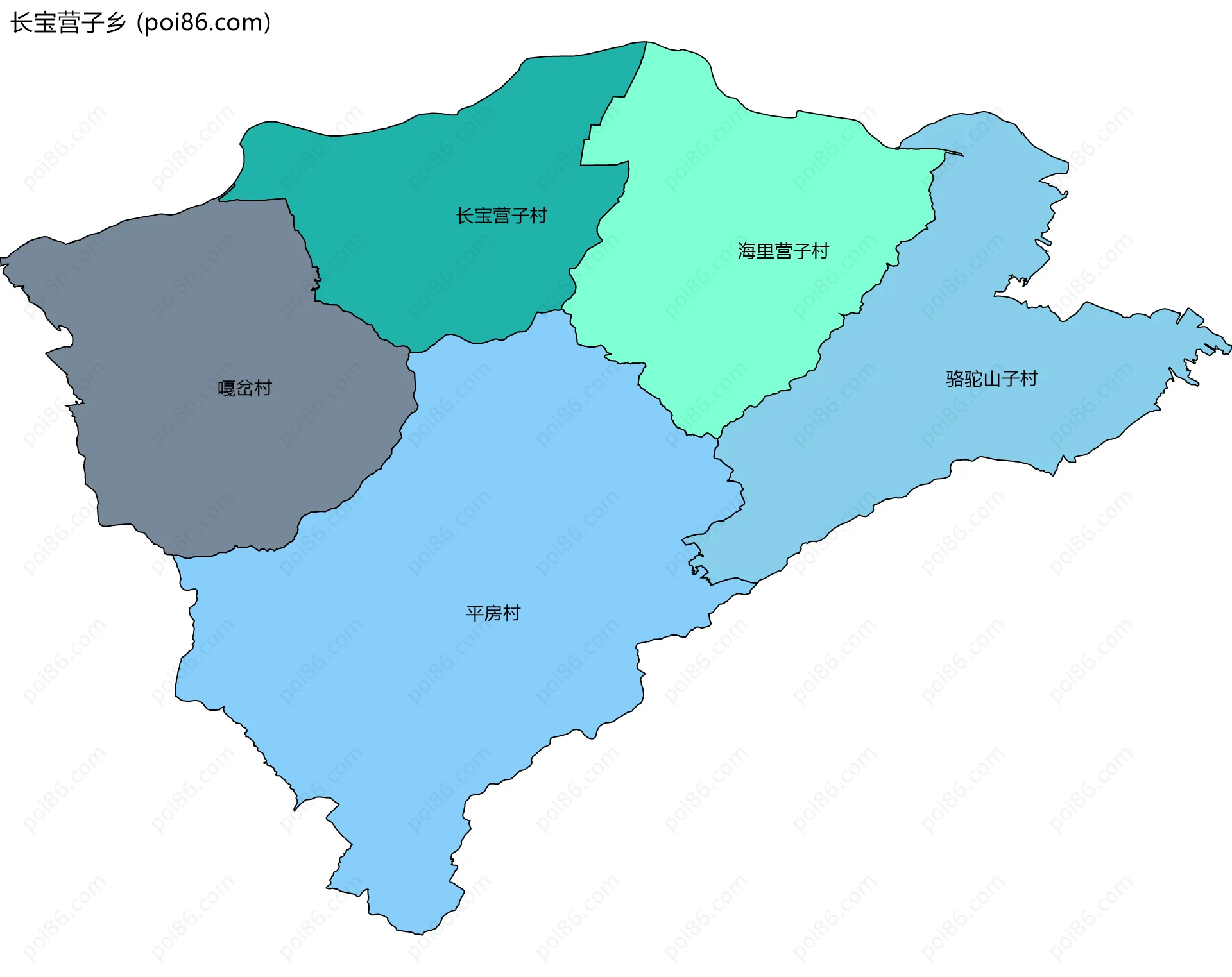 长宝营子乡边界地图(五级行政区划)