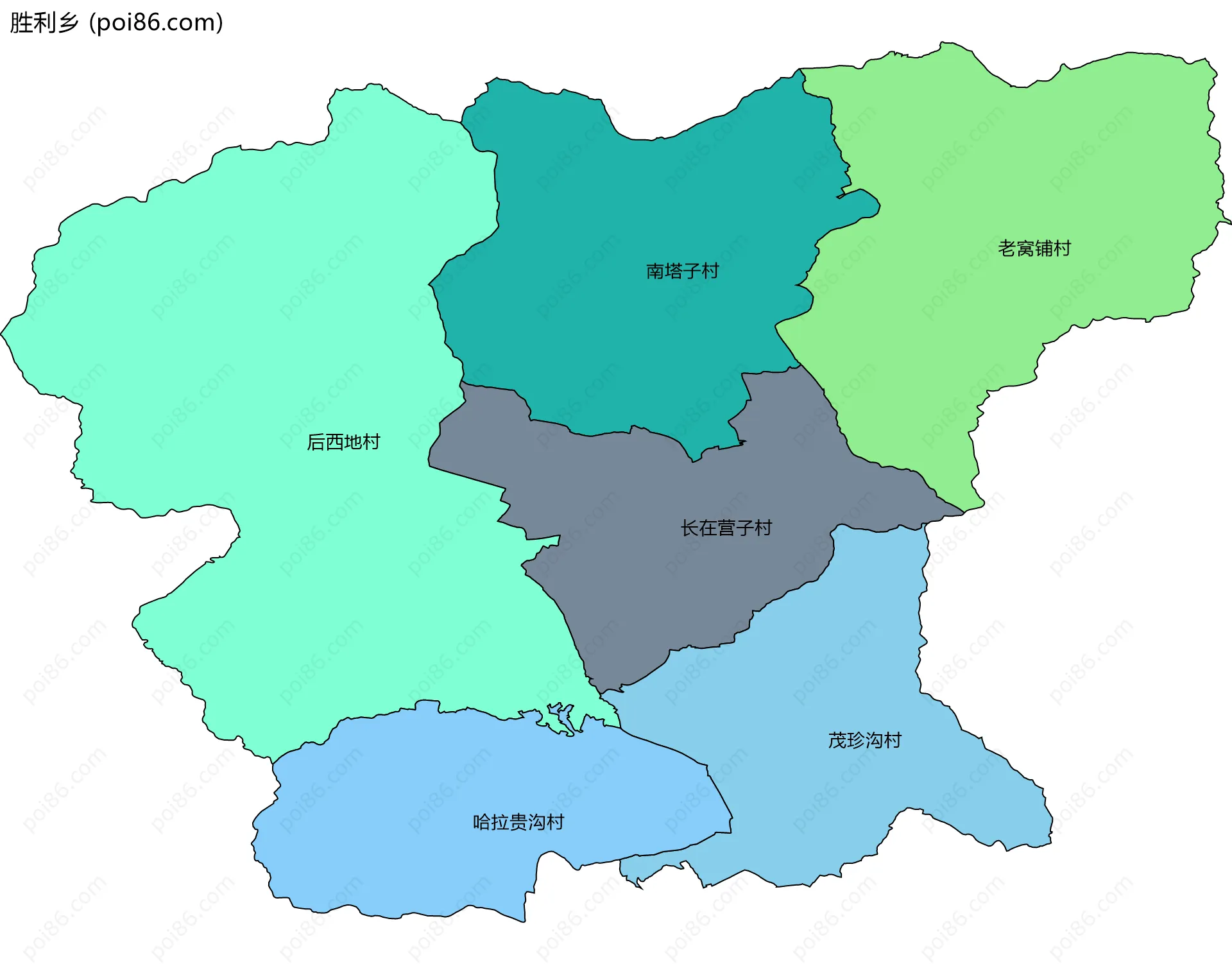 胜利乡边界地图(五级行政区划)