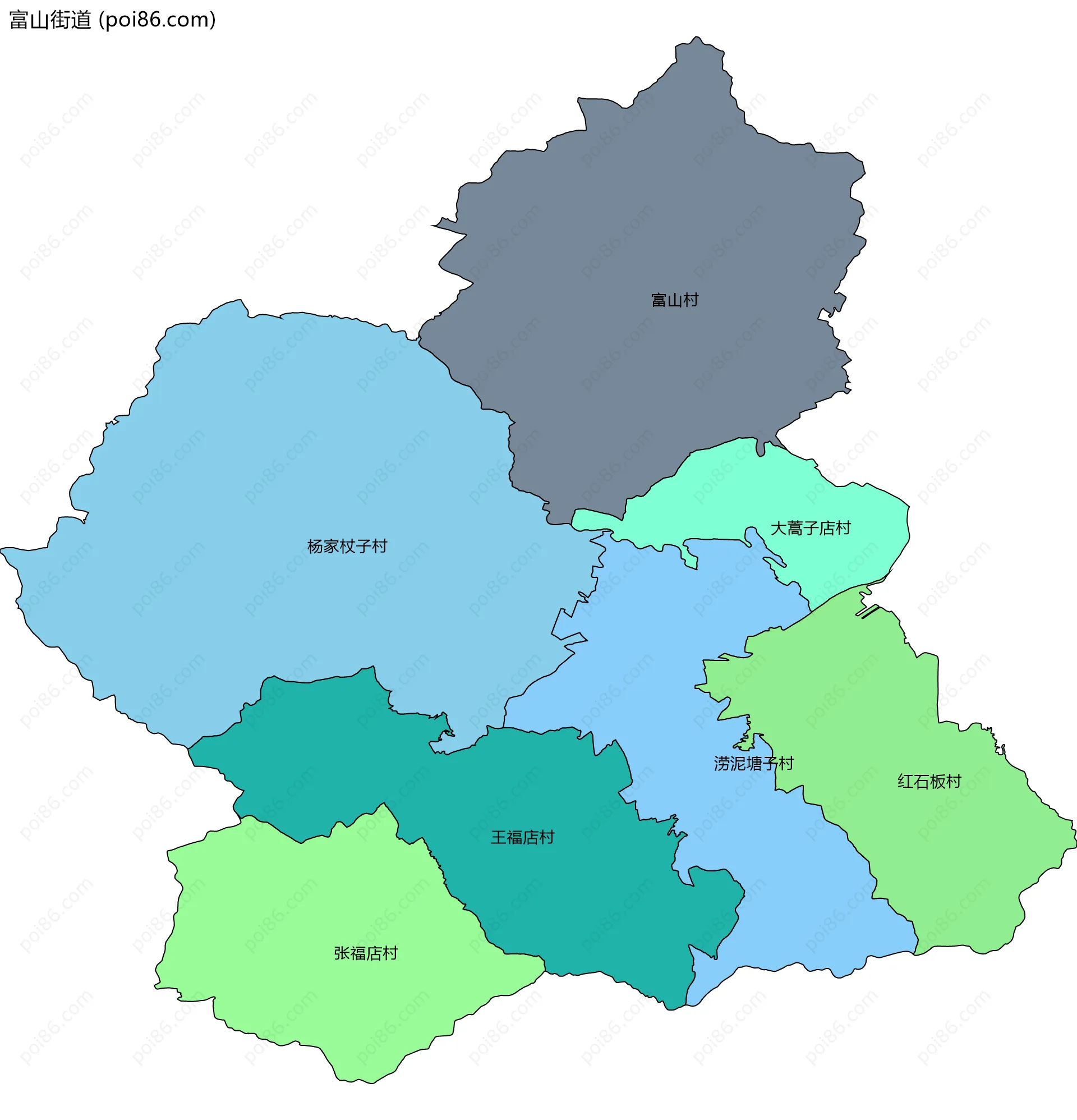 富山街道边界地图(五级行政区划)