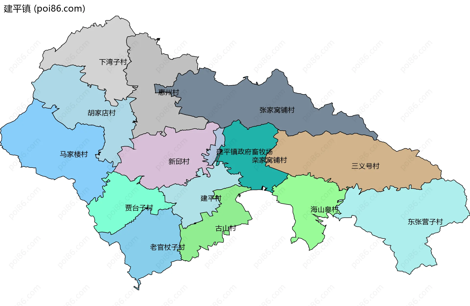 建平镇边界地图(五级行政区划)