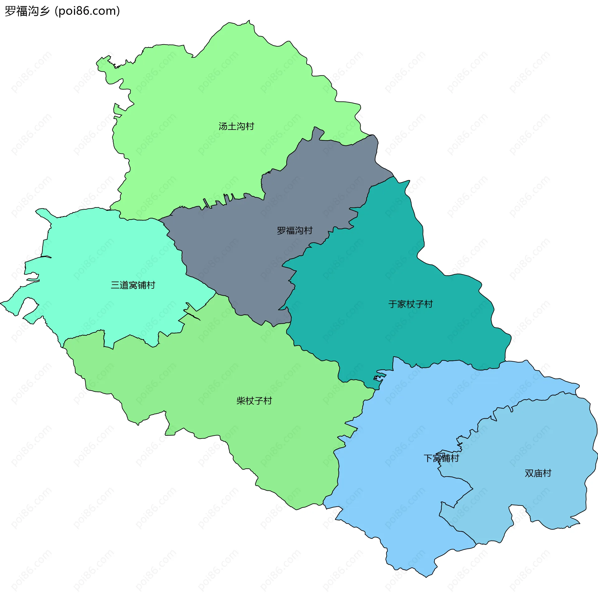 罗福沟乡边界地图(五级行政区划)