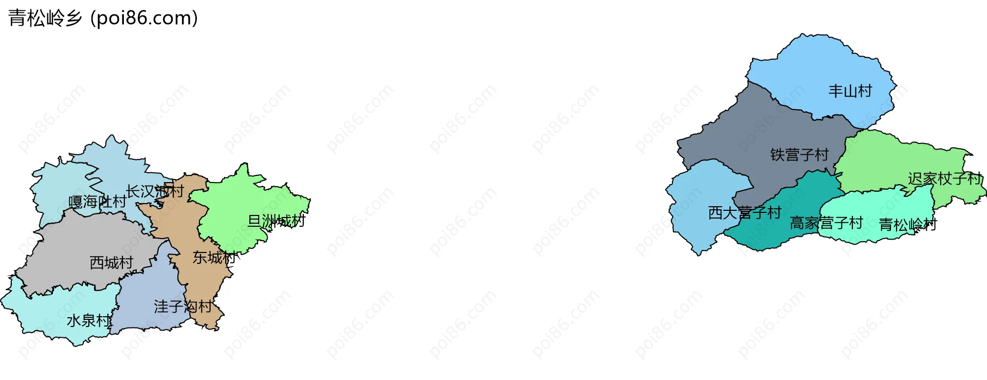 青松岭乡边界地图(五级行政区划)