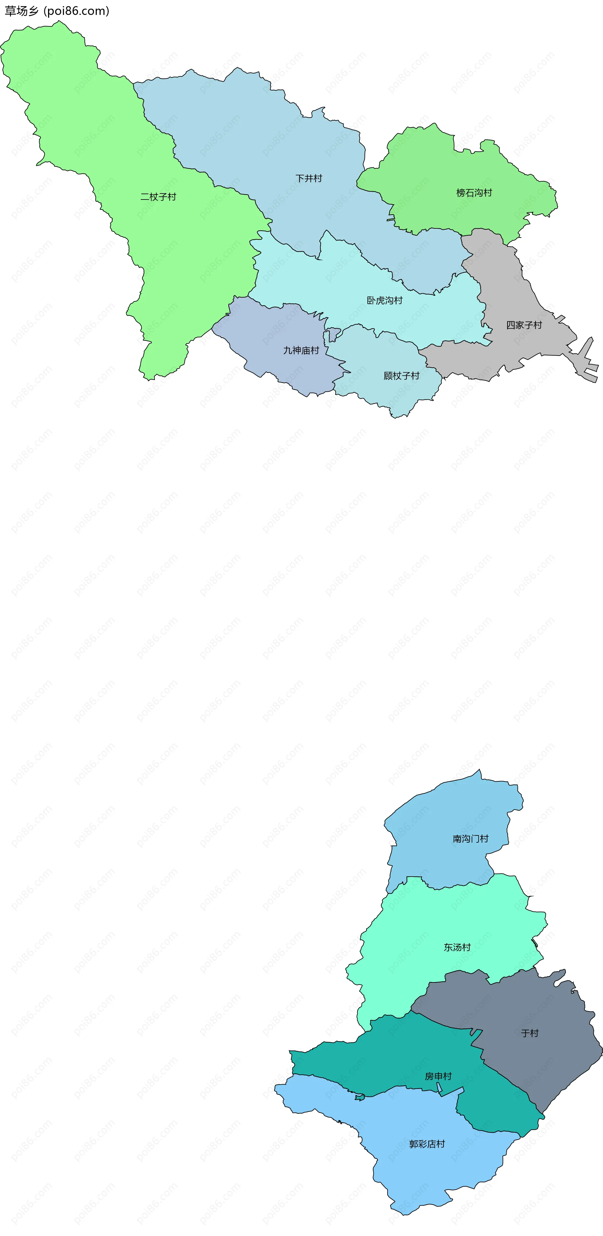 草场乡边界地图(五级行政区划)