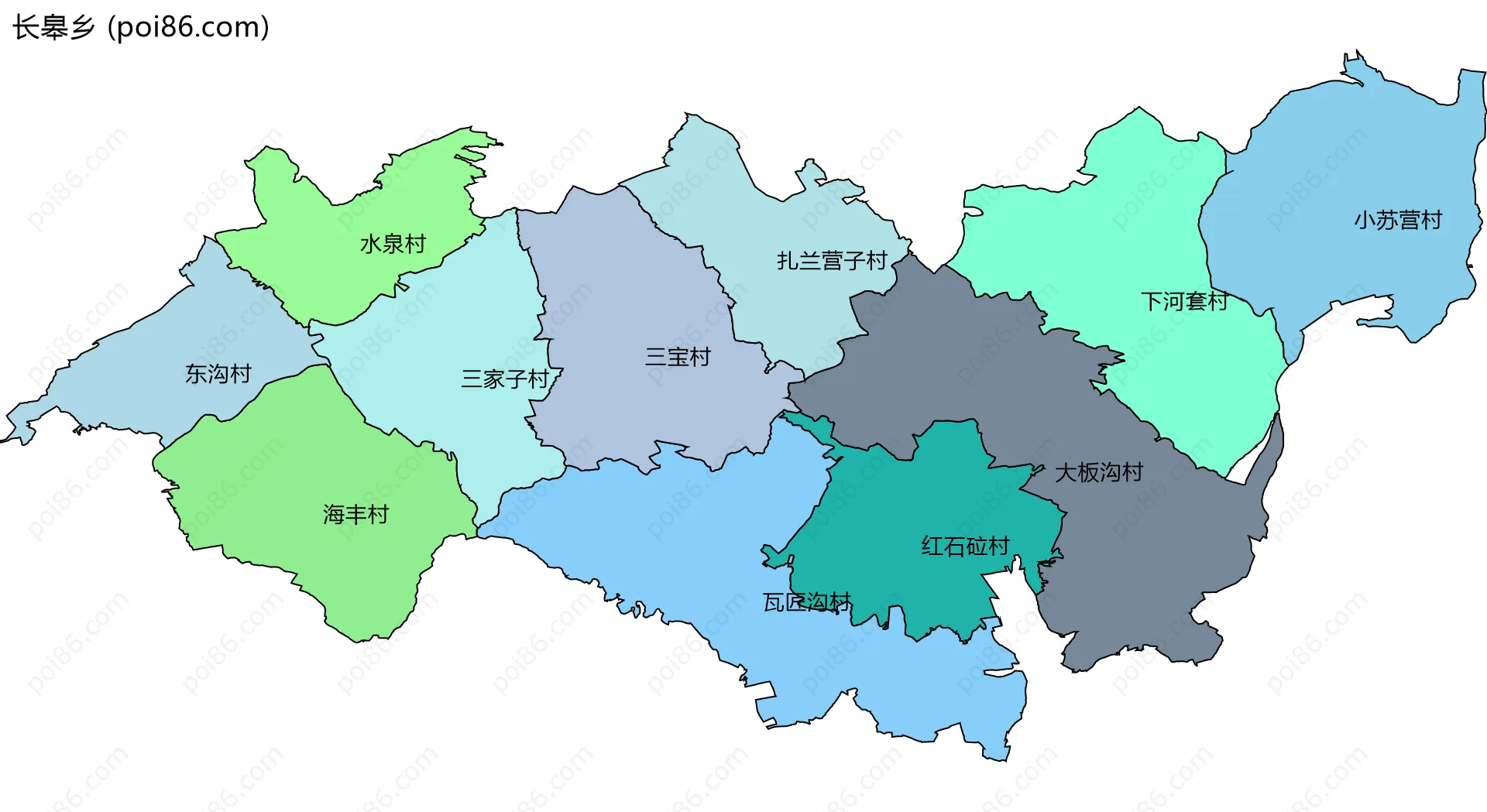 长皋乡边界地图(五级行政区划)