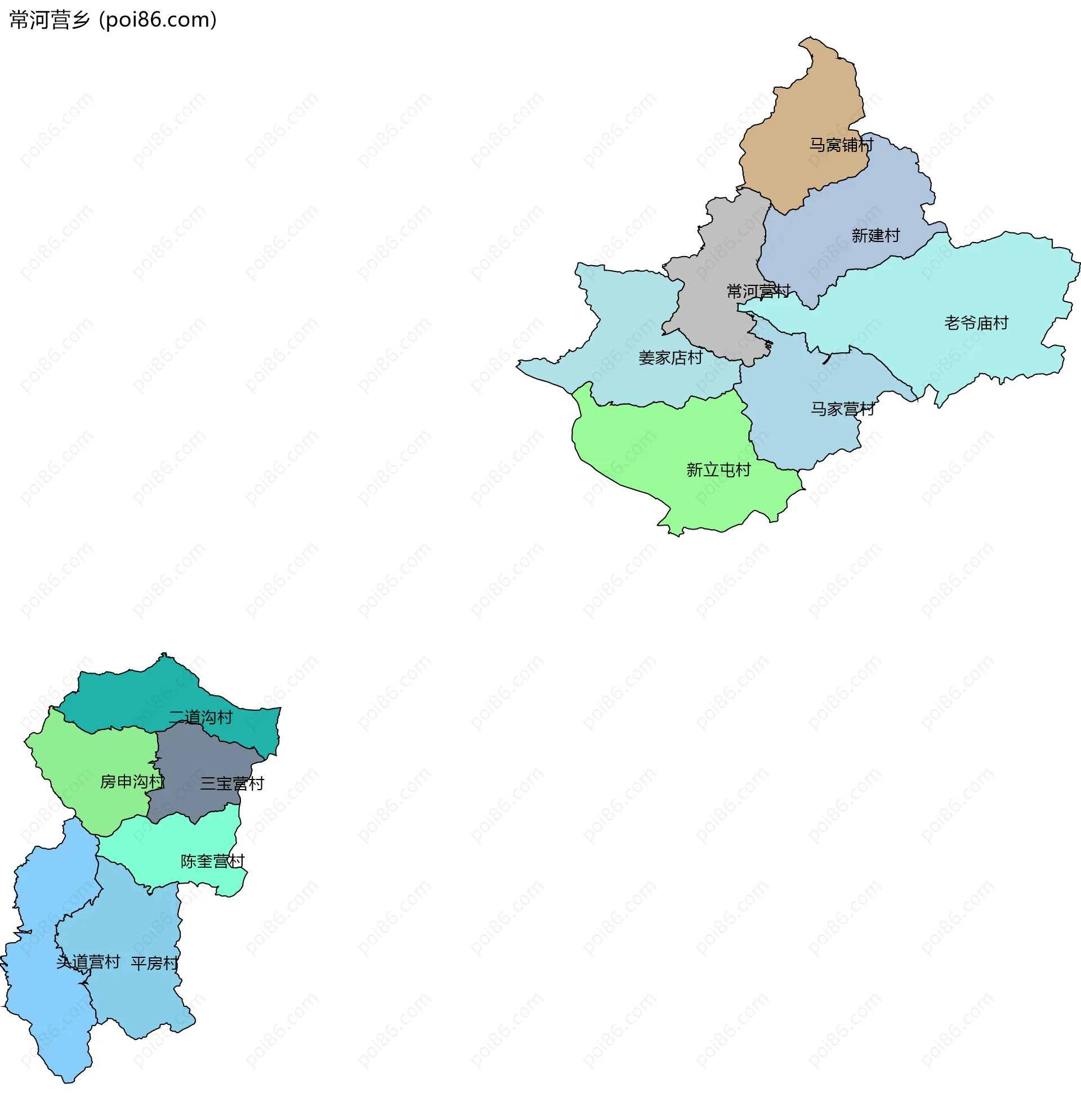 常河营乡边界地图(五级行政区划)