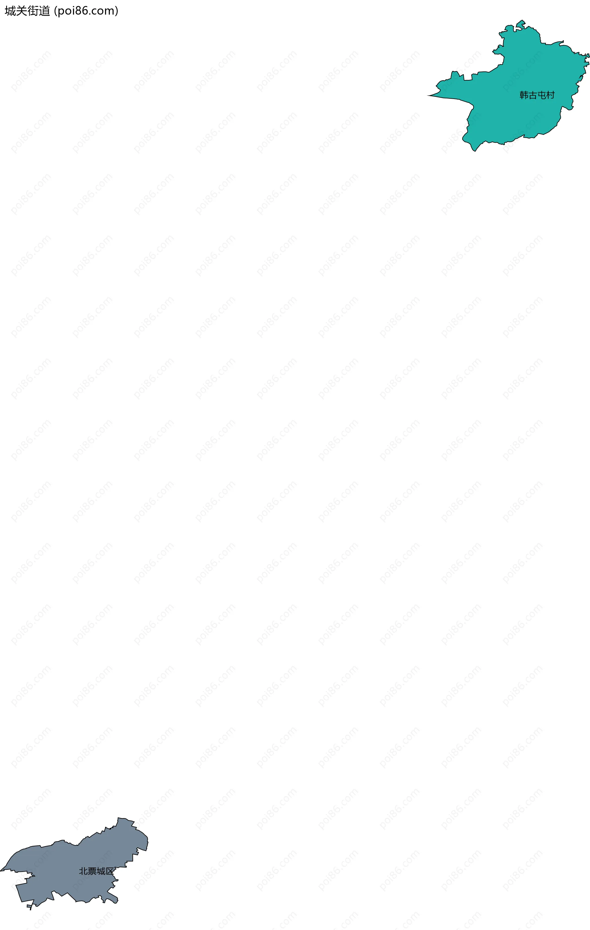 城关街道边界地图(五级行政区划)