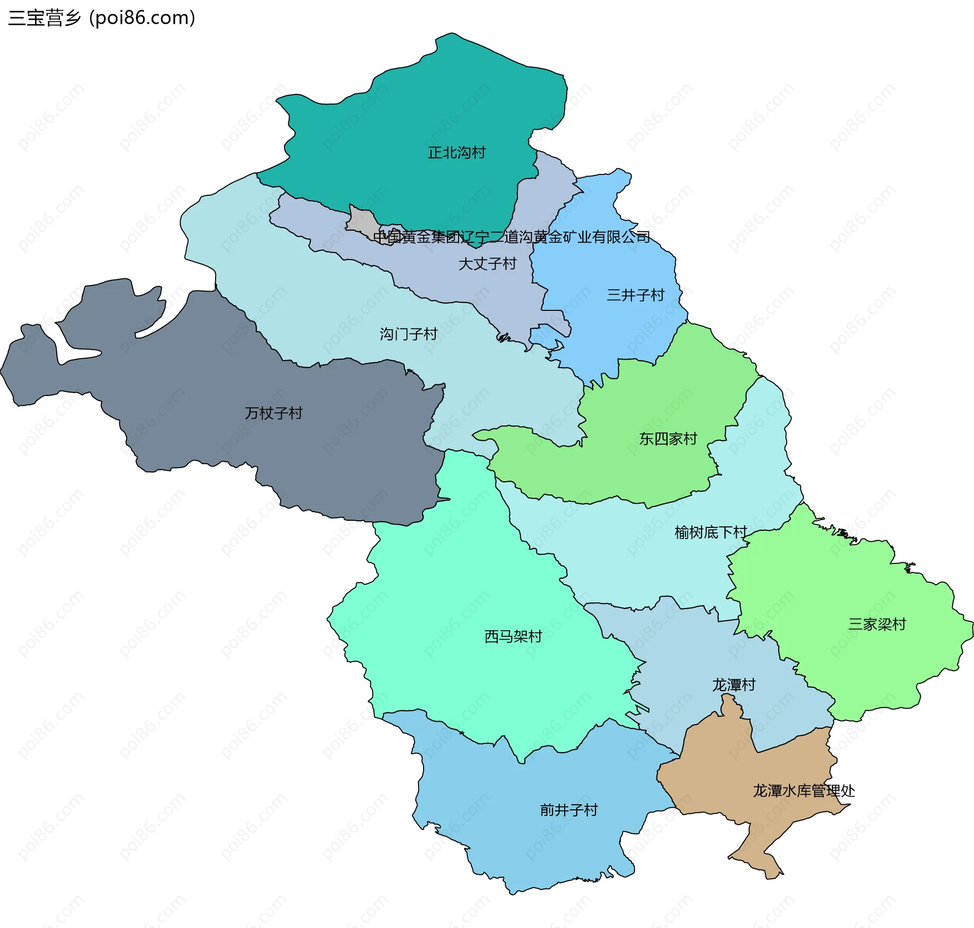 三宝营乡边界地图(五级行政区划)