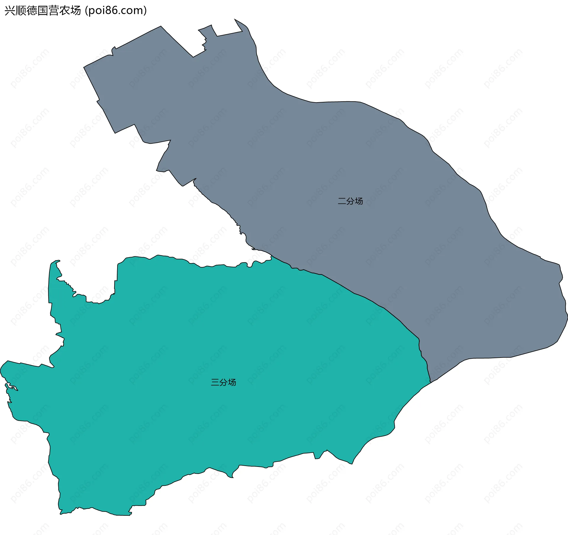 兴顺德国营农场边界地图(五级行政区划)