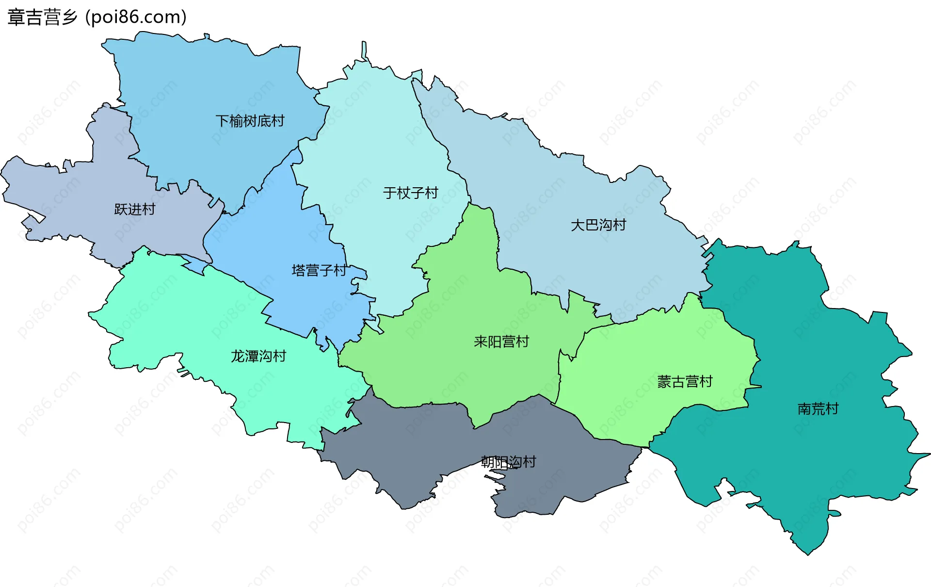 章吉营乡边界地图(五级行政区划)