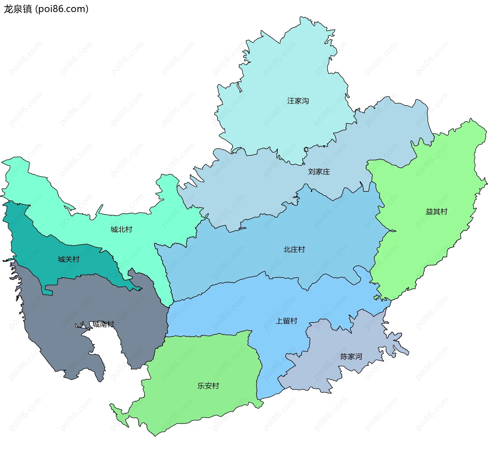 龙泉镇边界地图(五级行政区划)