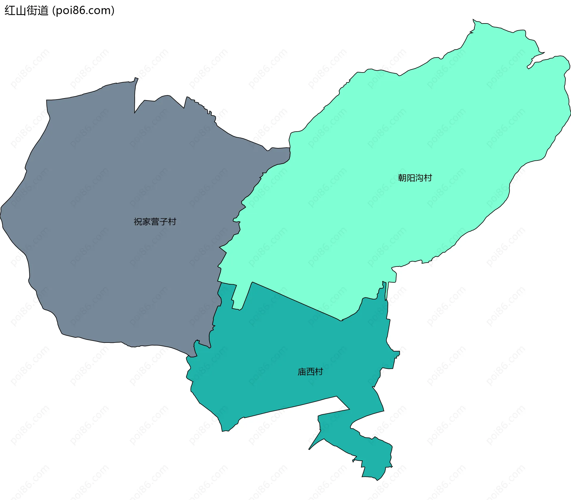 红山街道边界地图(五级行政区划)