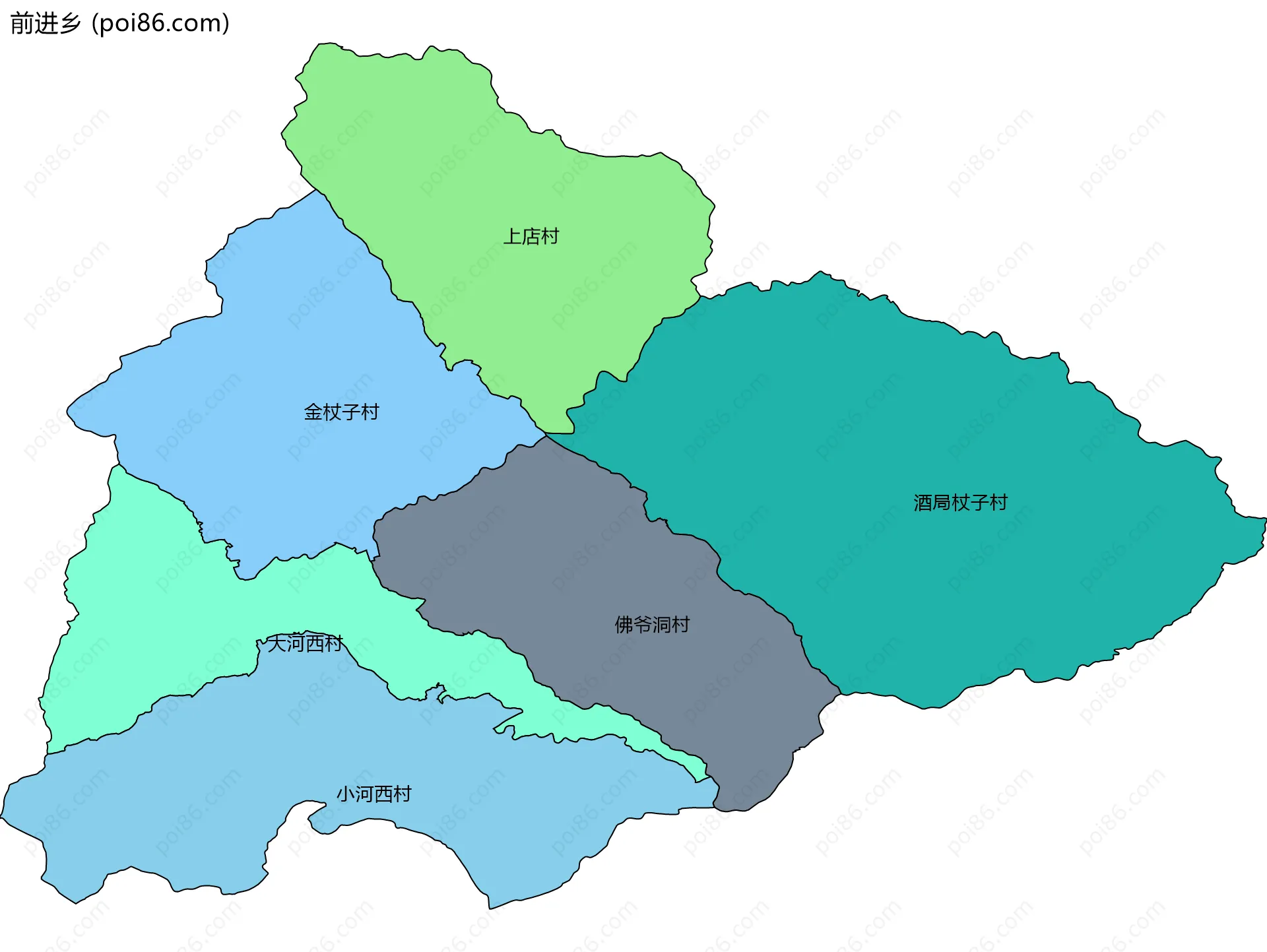 前进乡边界地图(五级行政区划)