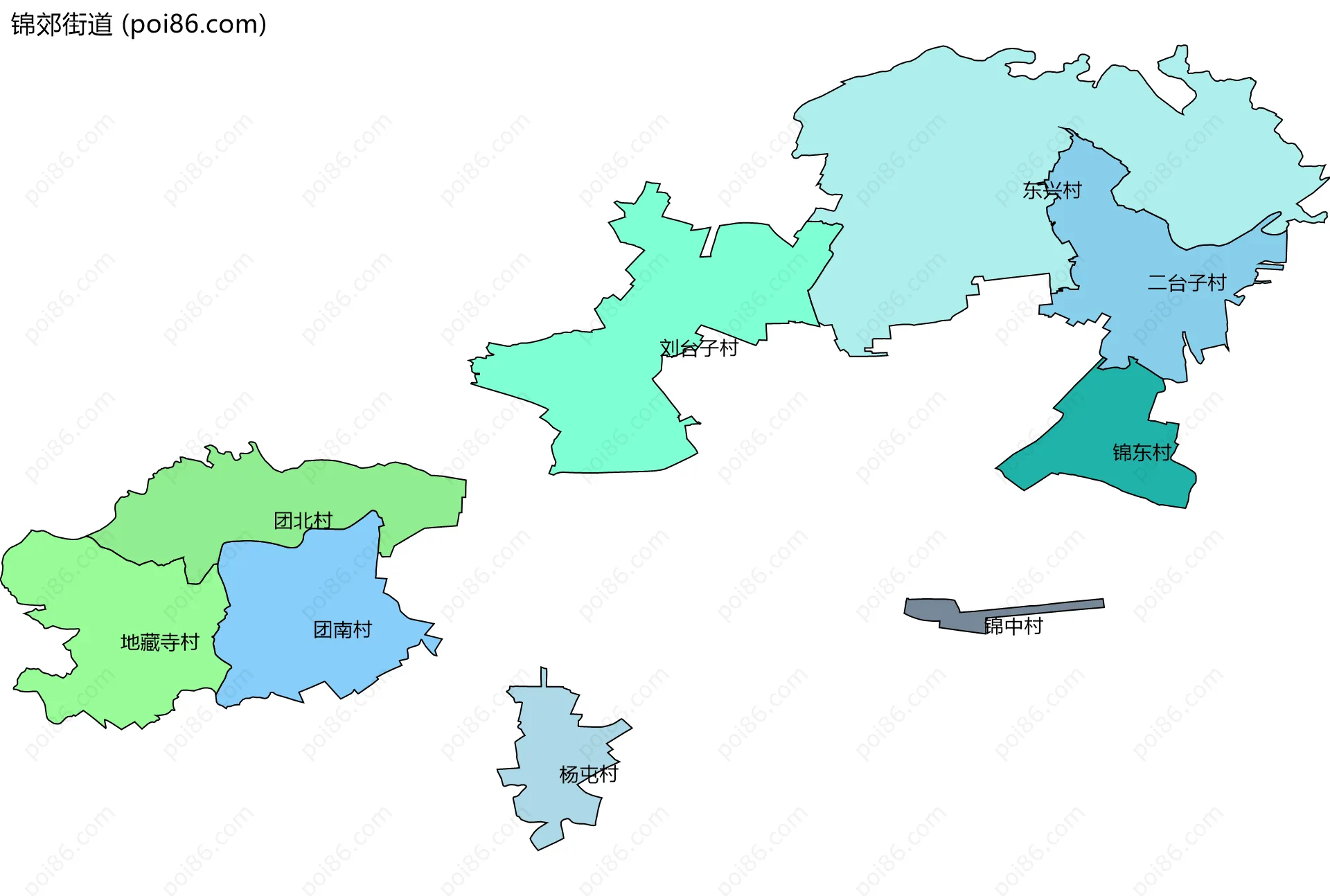 锦郊街道边界地图(五级行政区划)